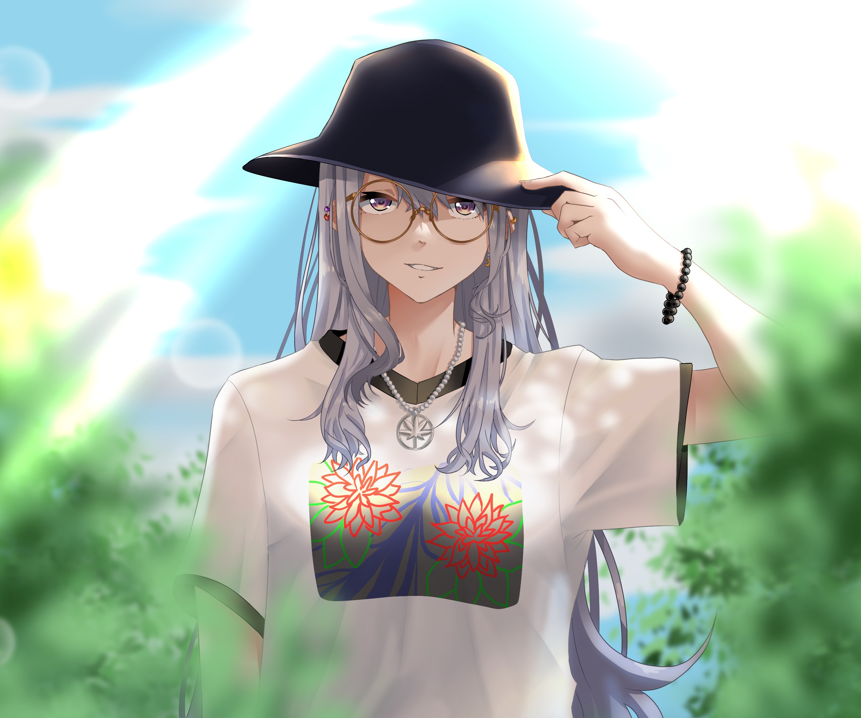 Higuchi Kaede from Nijisanji wearing a hat and glasses HD Wallpaper