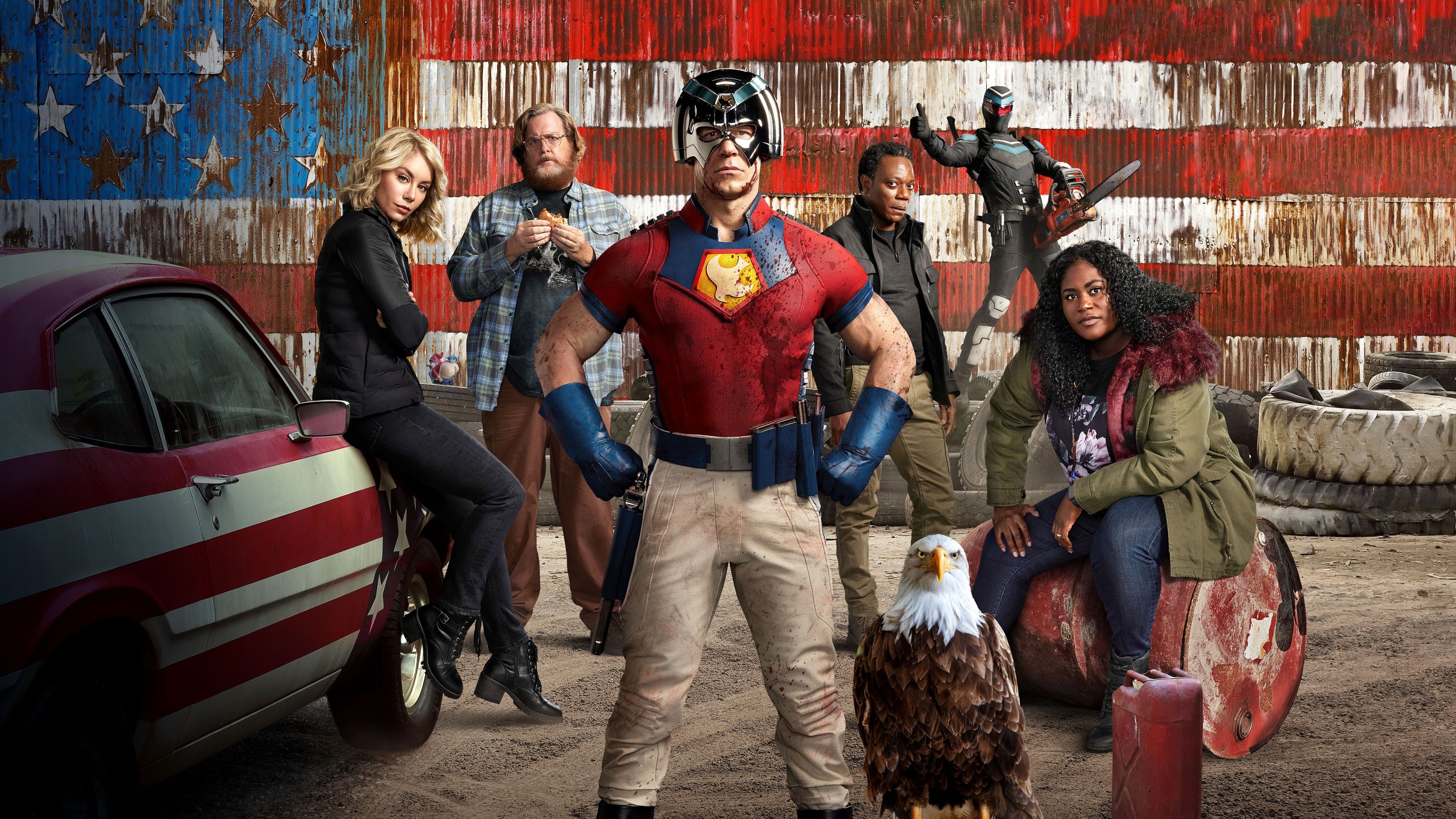 Peacemaker from DC Comics with cast and eagle HD Wallpaper