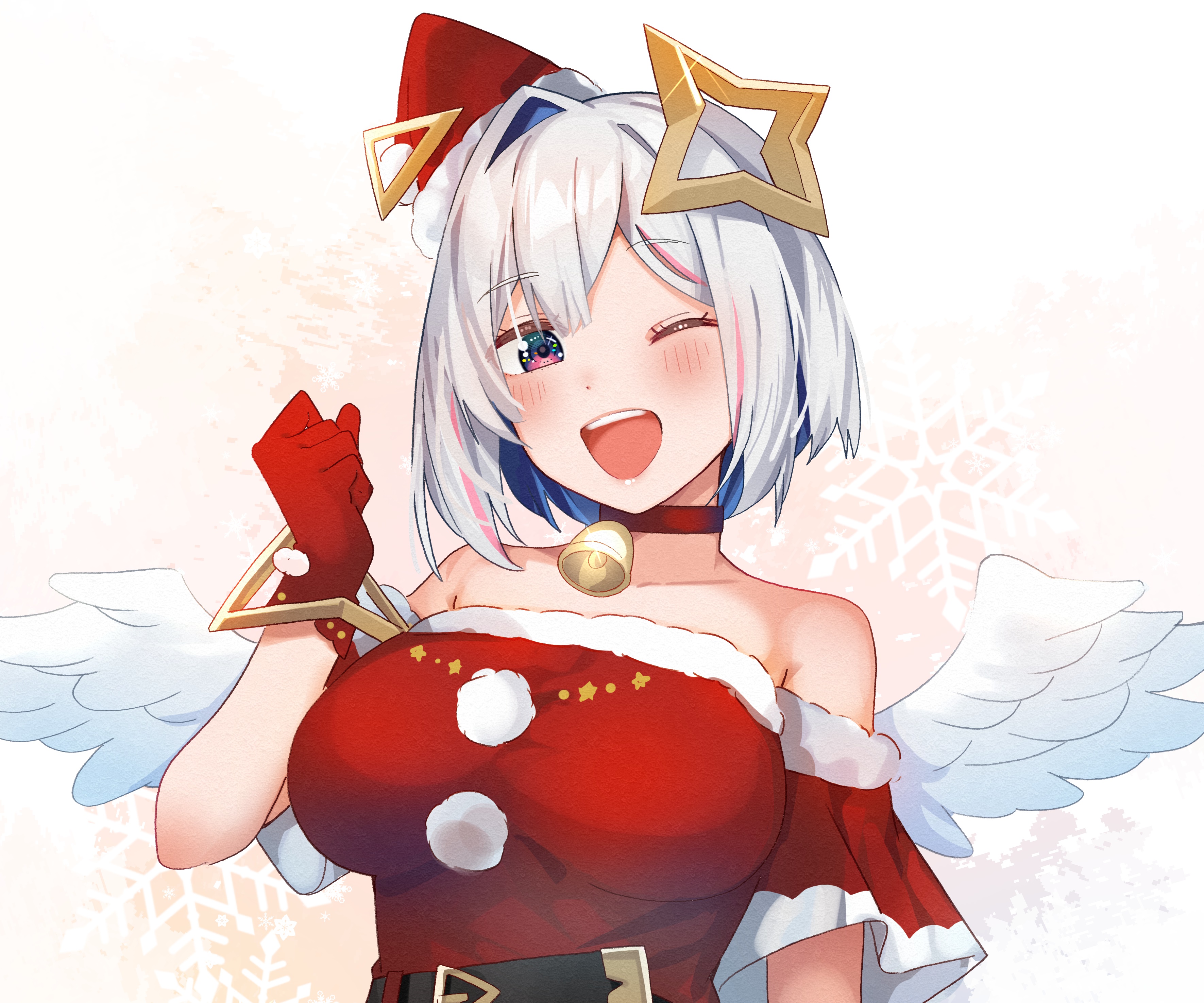 Amane Kanata from Hololive in Christmas Outfit HD Wallpaper