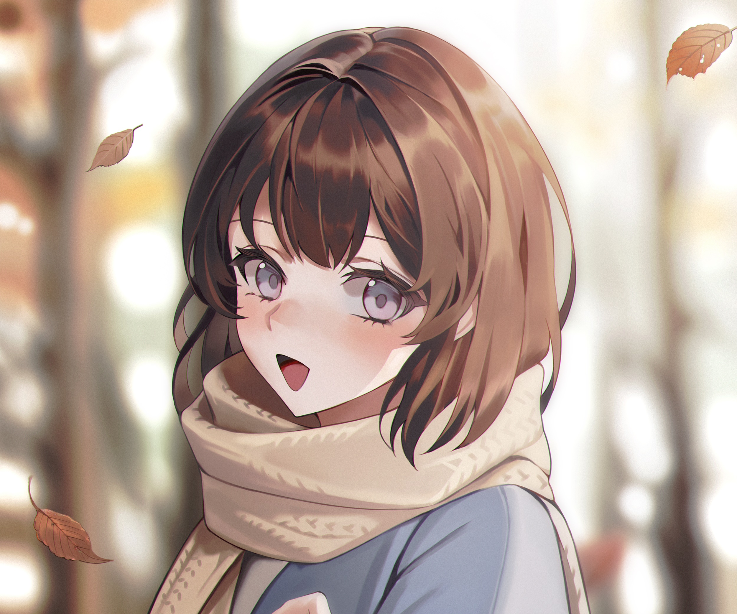 Girl with brown hair wearing a scarf HD Wallpaper