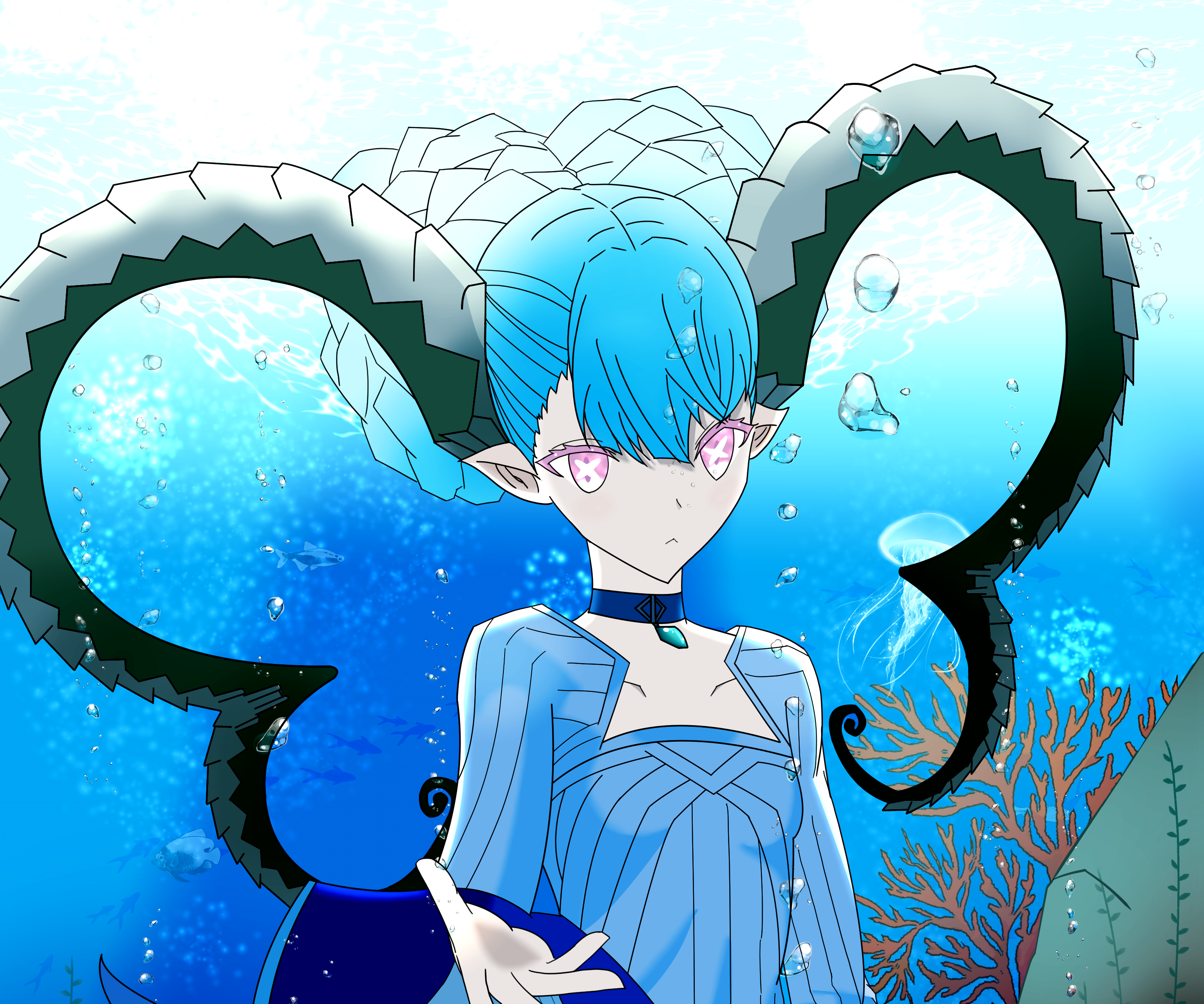 Tiamat from Fate/Grand Order underwater HD Wallpaper