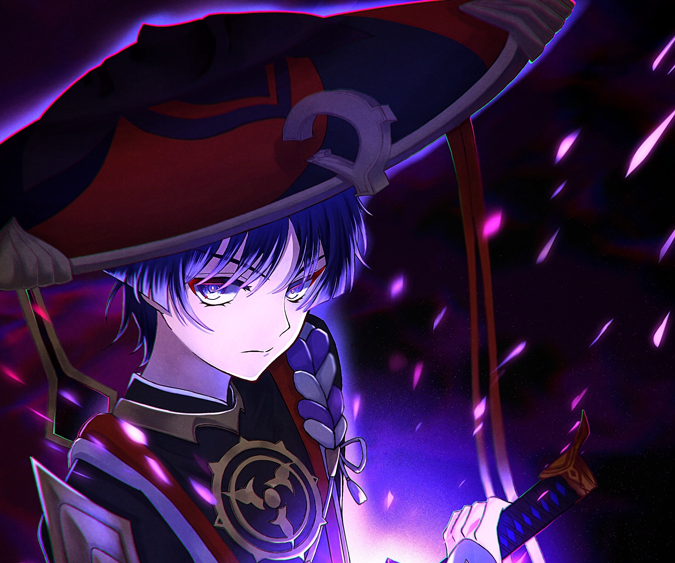 Scaramouche from Genshin Impact with sword HD Wallpaper