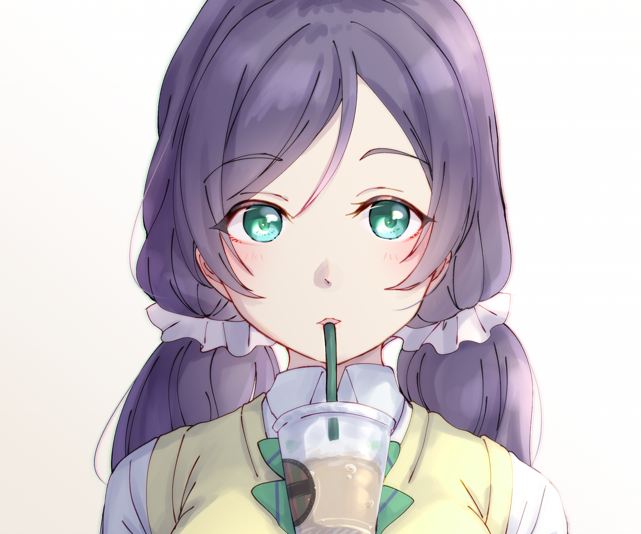 Nozomi Tojo from Love Live! drinking from a cup HD Wallpaper