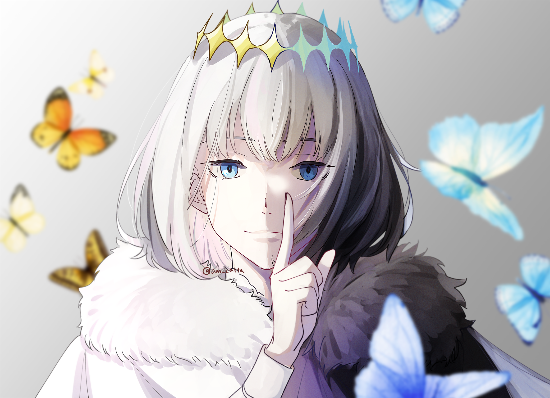 Oberon from Fate/Grand Order with butterflies HD Wallpaper