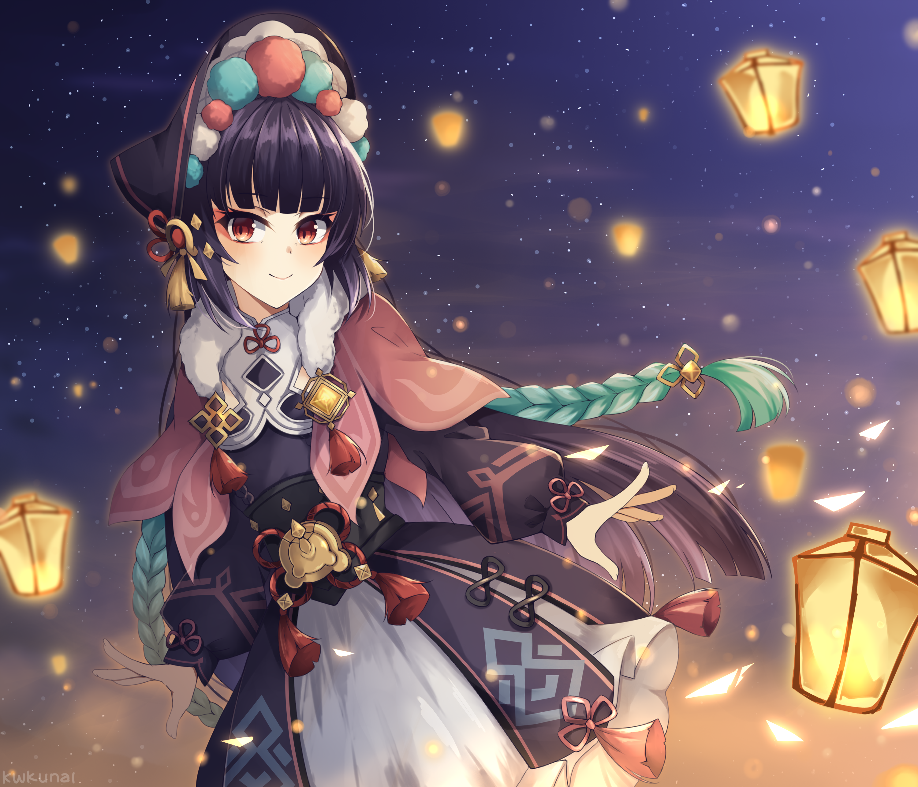 Yun Jin from Genshin Impact with lanterns HD Wallpaper