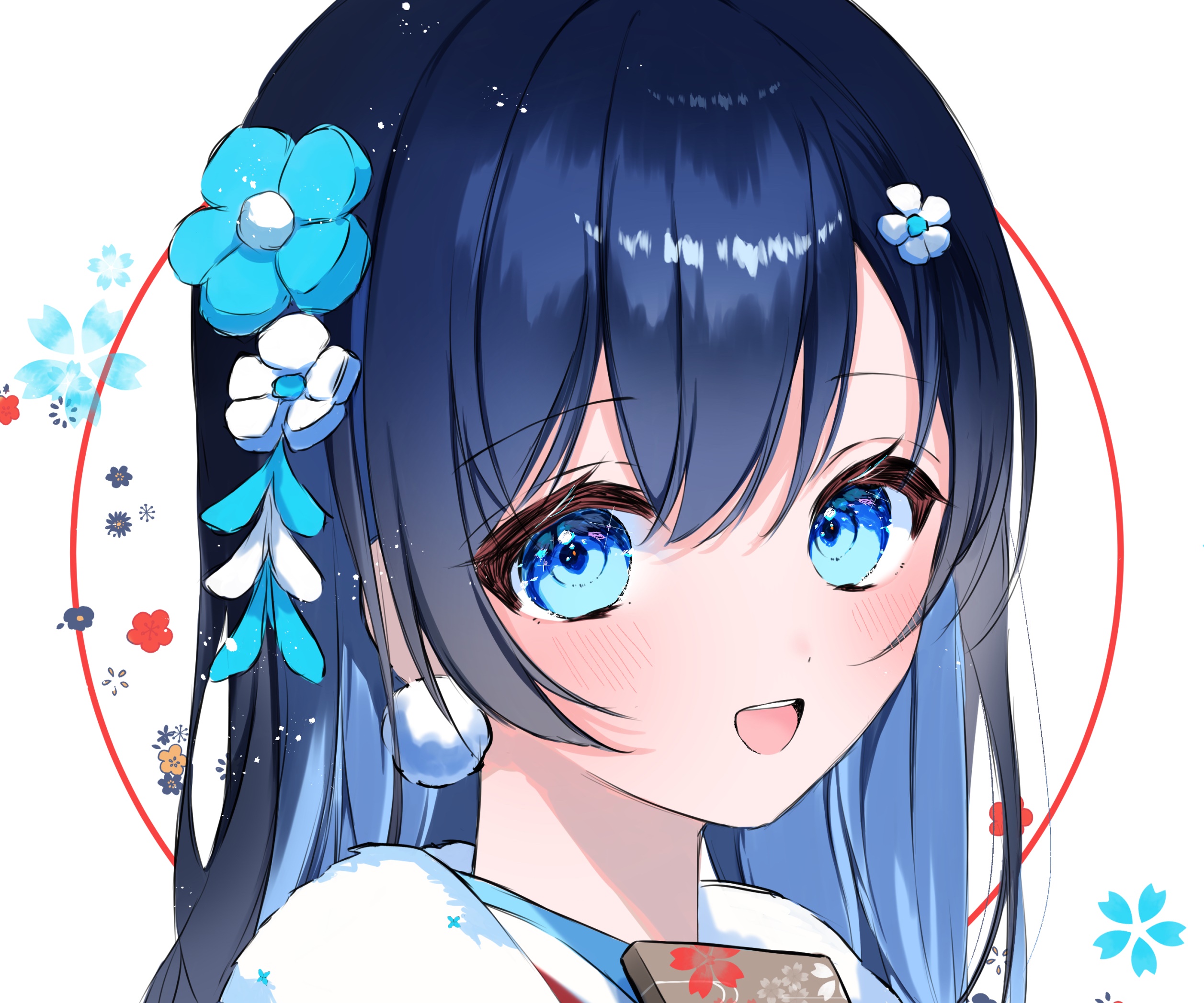 Girl with blue hair and blue eyes HD Wallpaper