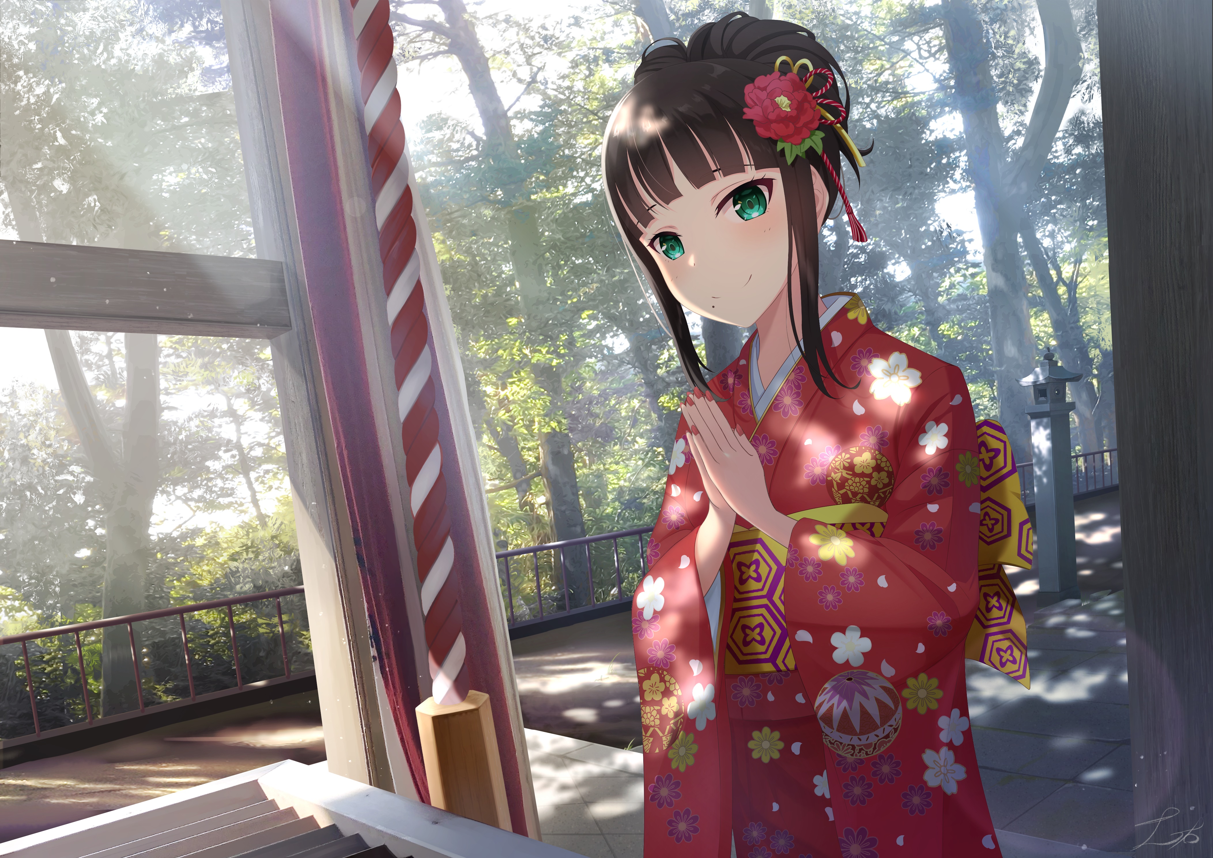 Dia Kurosawa from Love Live! Sunshine!! in Kimono 4K HD Wallpaper