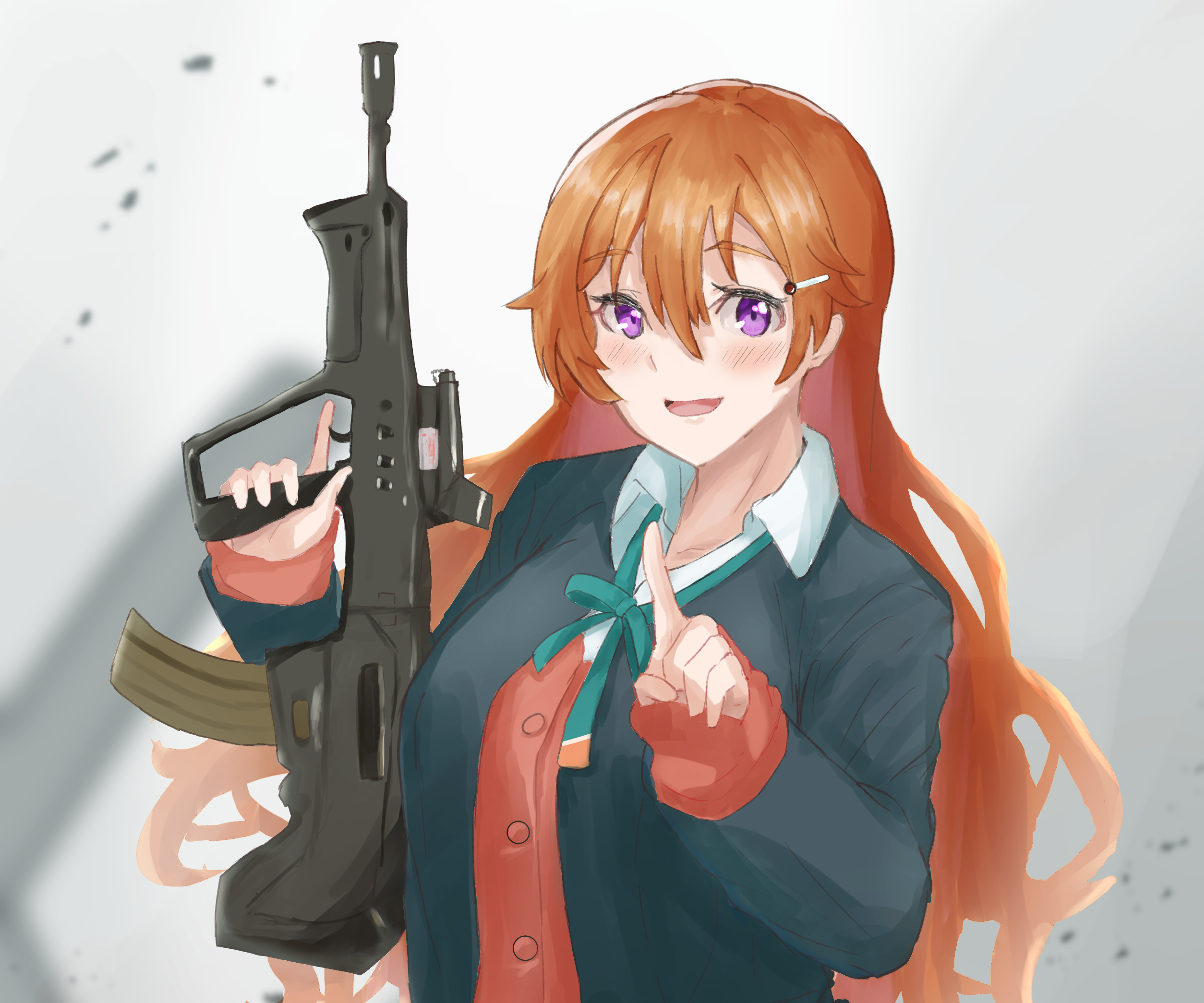 Kanata Konoe from Love Live! Nijigasaki High School Idol Club with a rifle HD Wallpaper