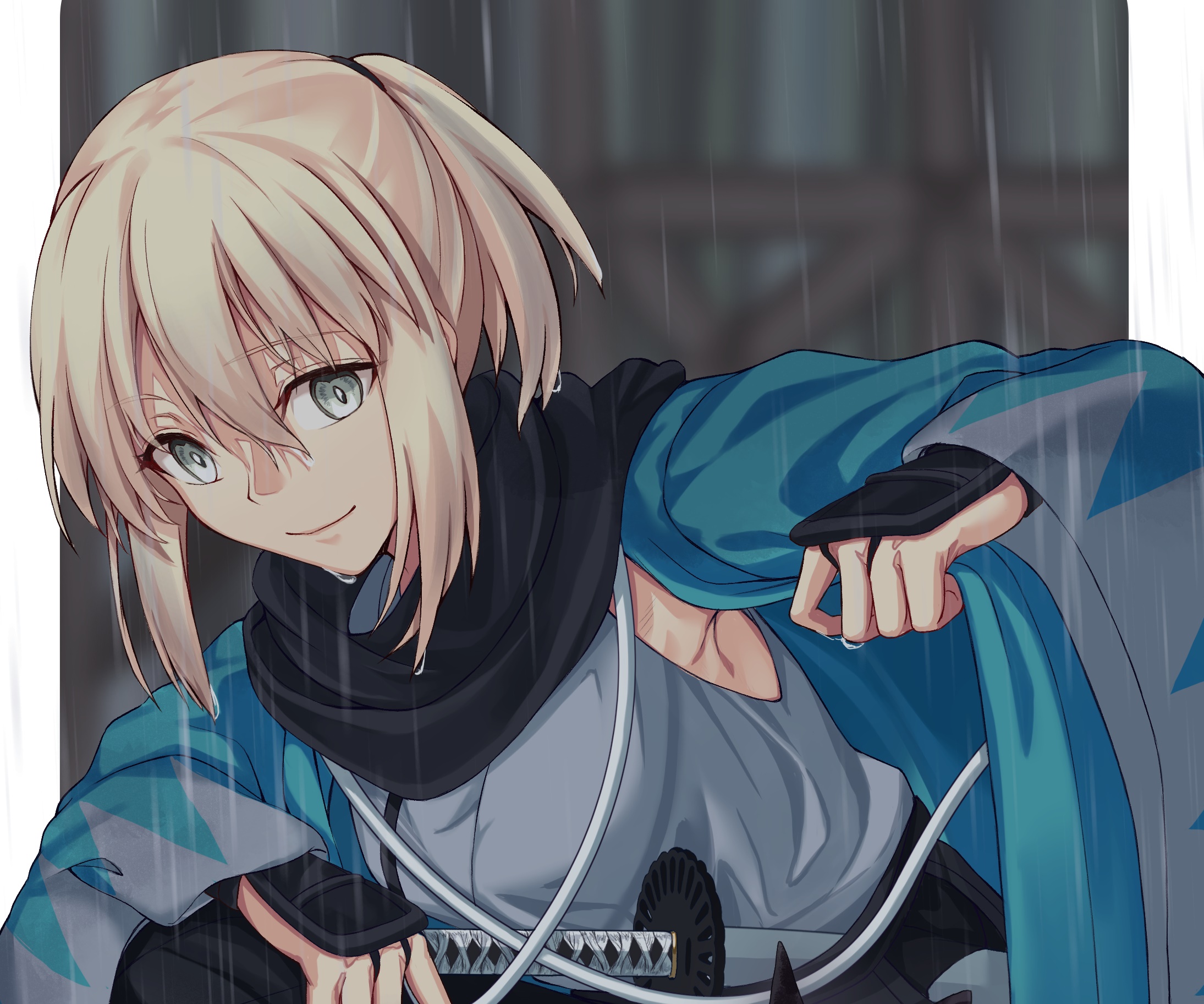Sakura Saber from Fate/Grand Order in the rain HD Wallpaper