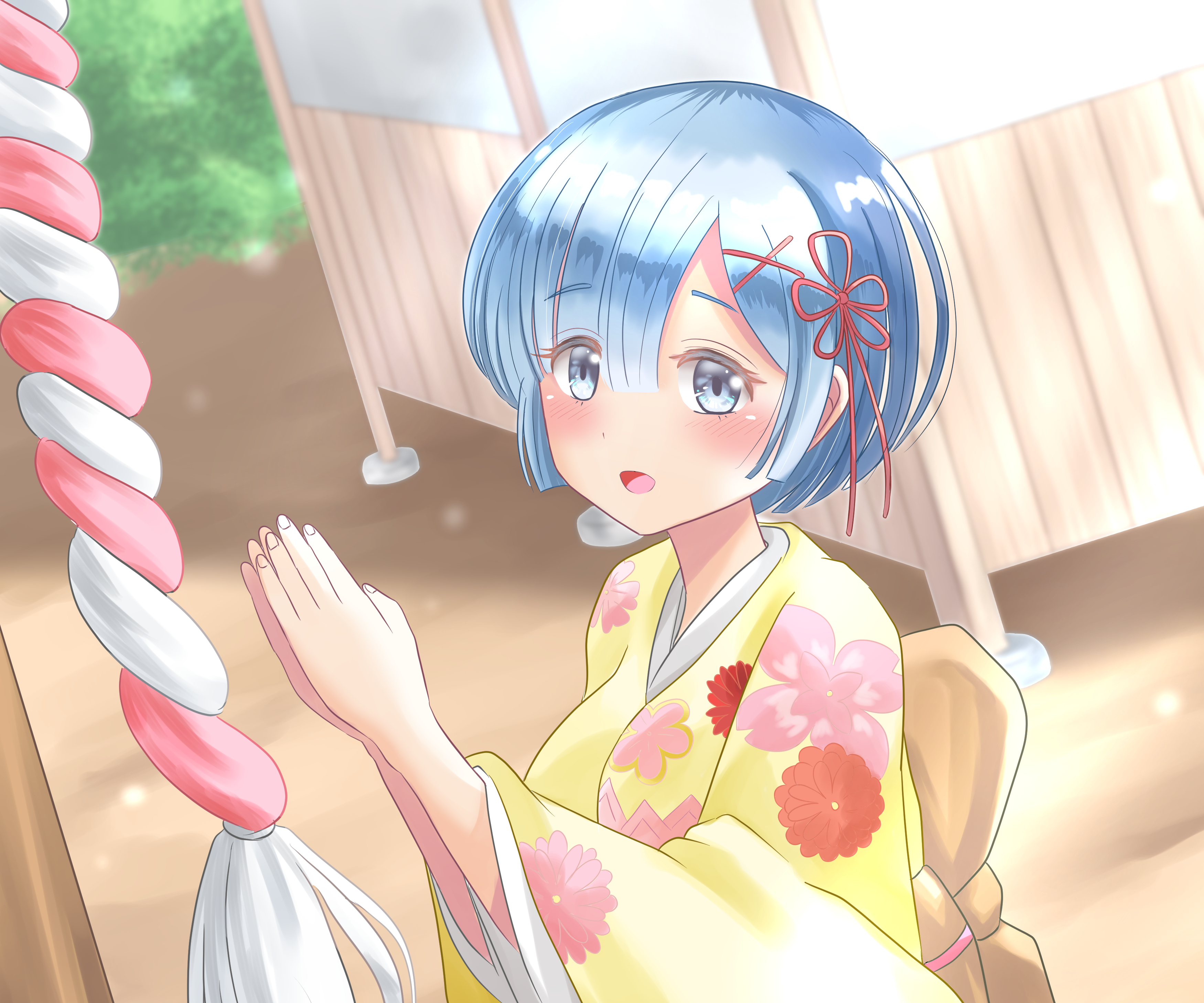 Rem from Re:ZERO in a Kimono HD Wallpaper