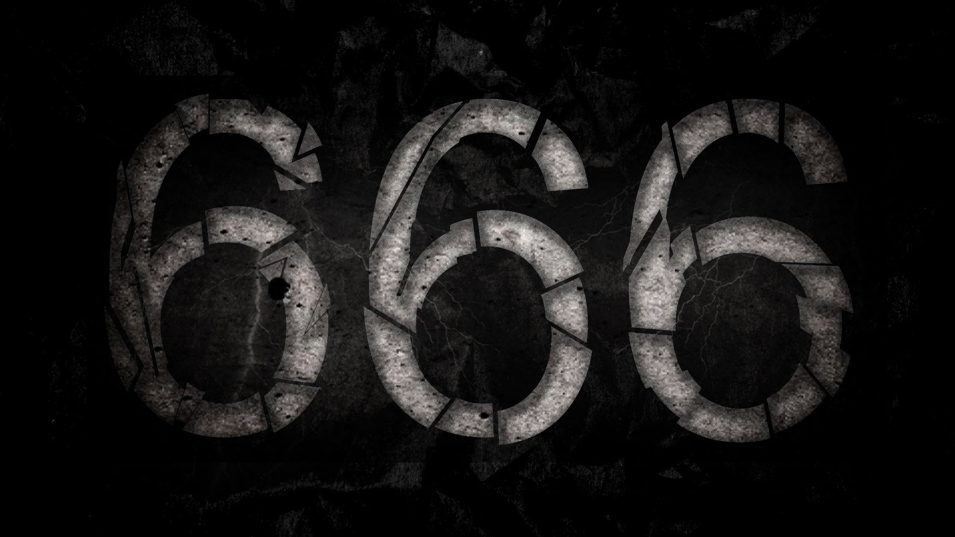 The number 666 in a dark, cracked style HD Wallpaper