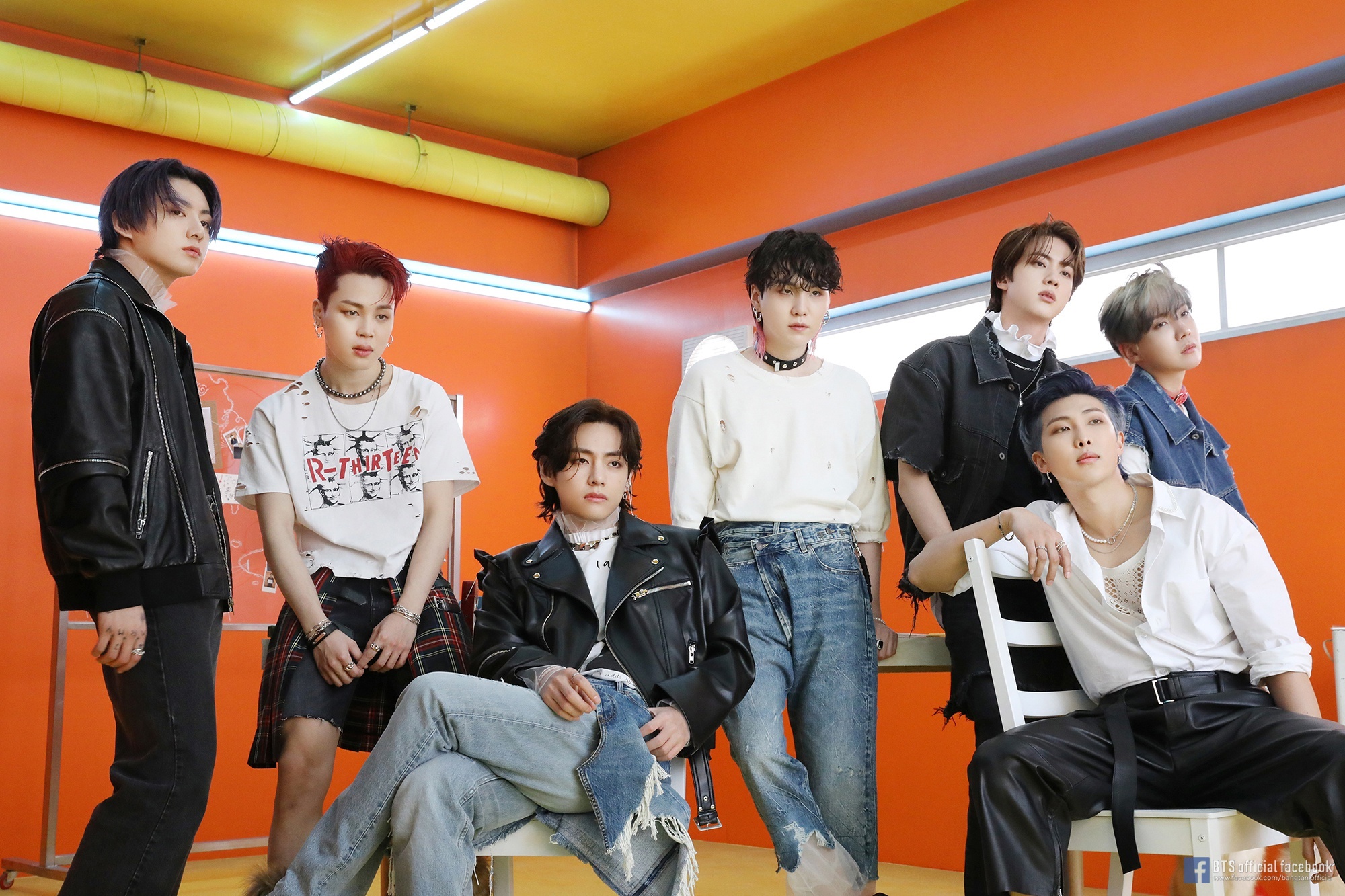 BTS members posing in a studio HD Wallpaper