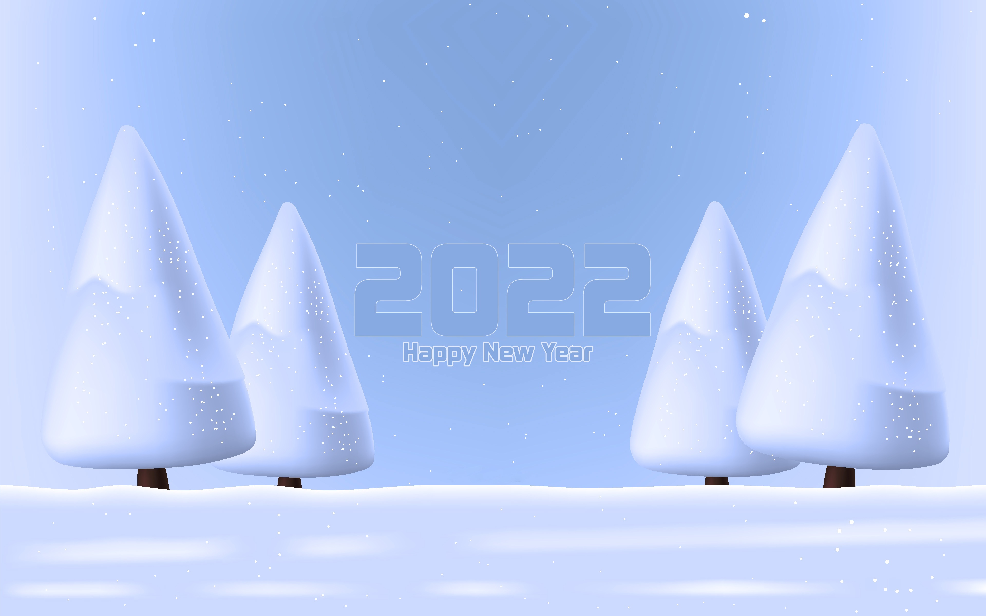 Happy New Year 2022 Winter Scene HD Wallpaper