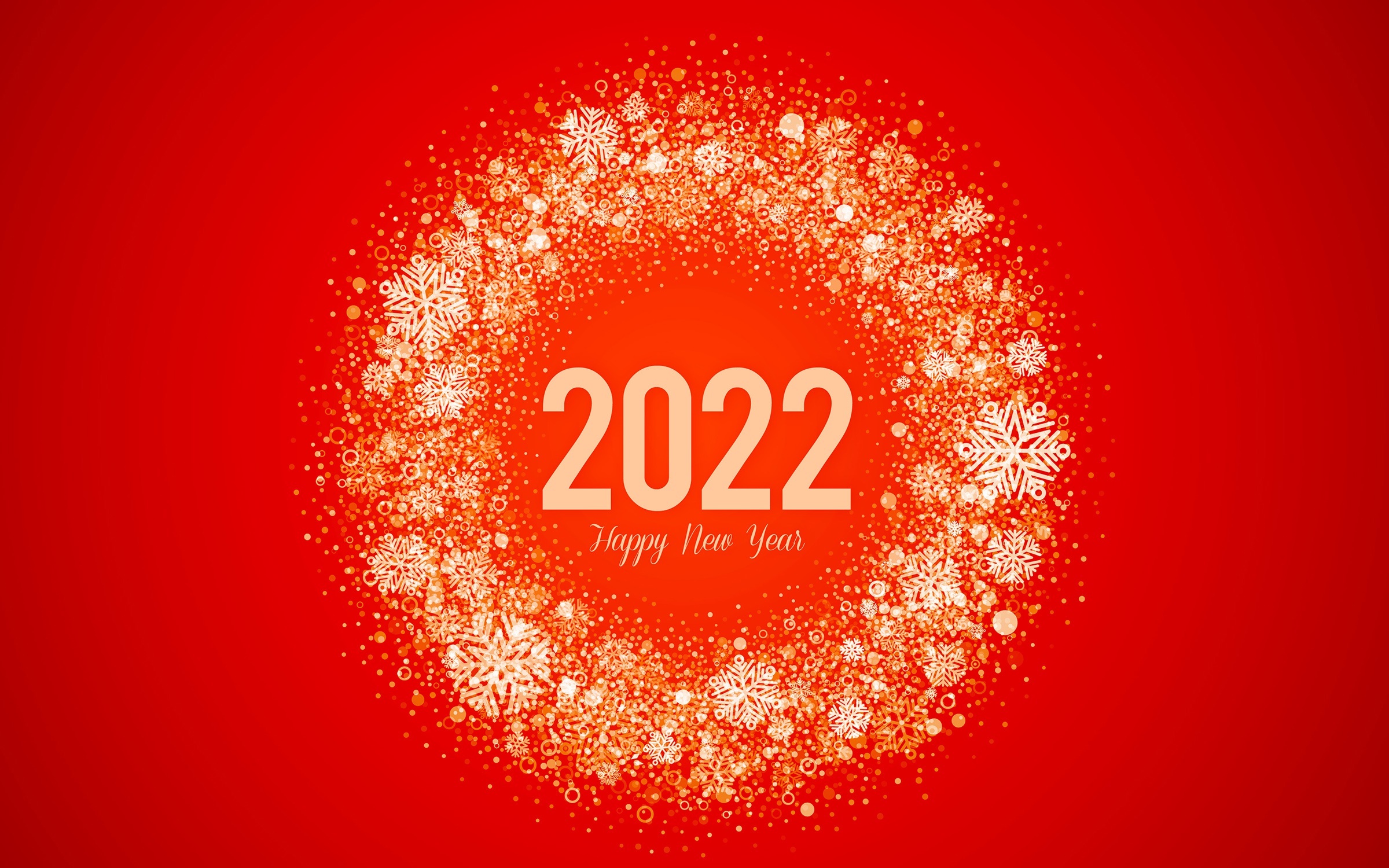 Happy New Year 2022 with Snowflakes HD Wallpaper
