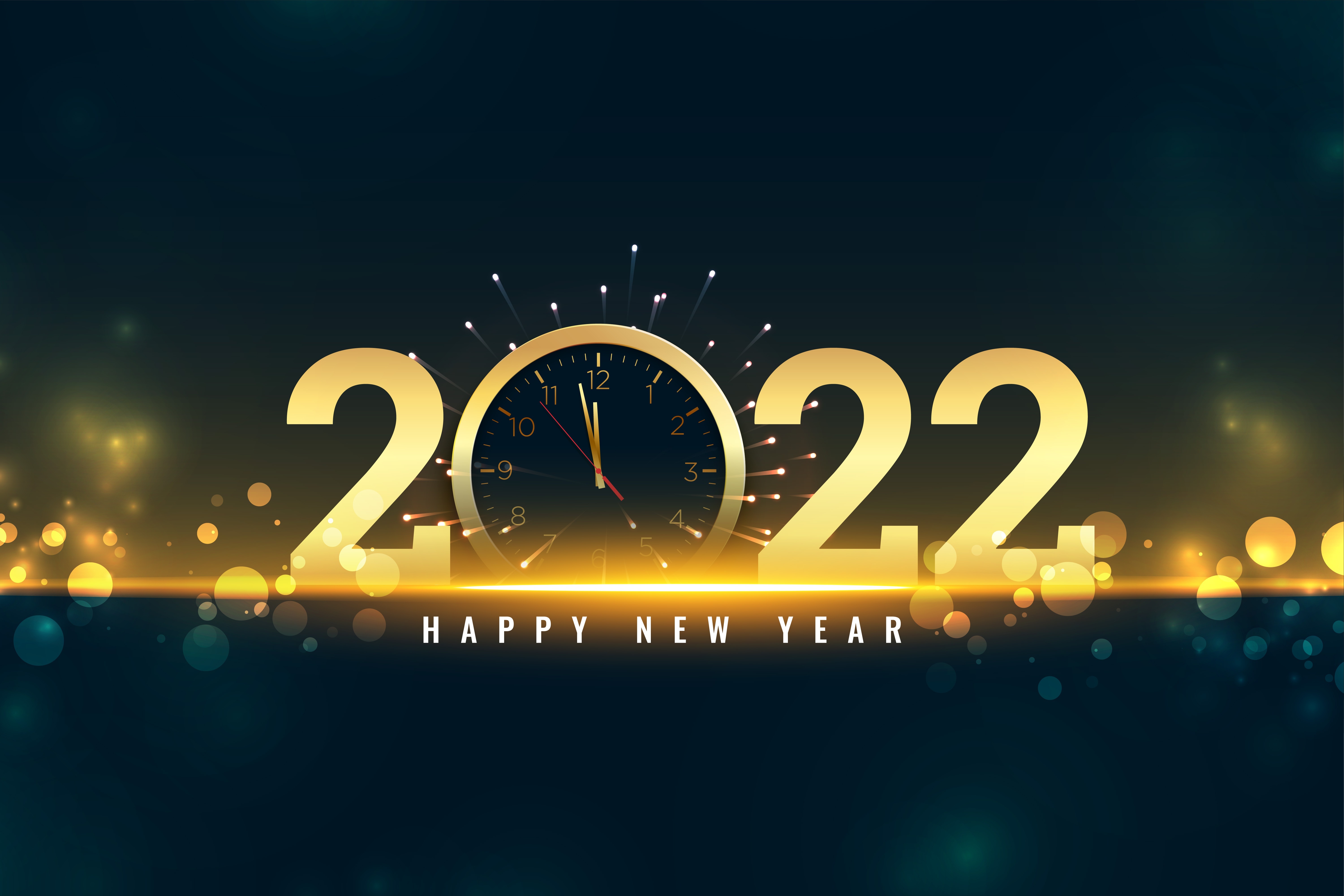 Happy New Year 2022 Clock HD Wallpaper