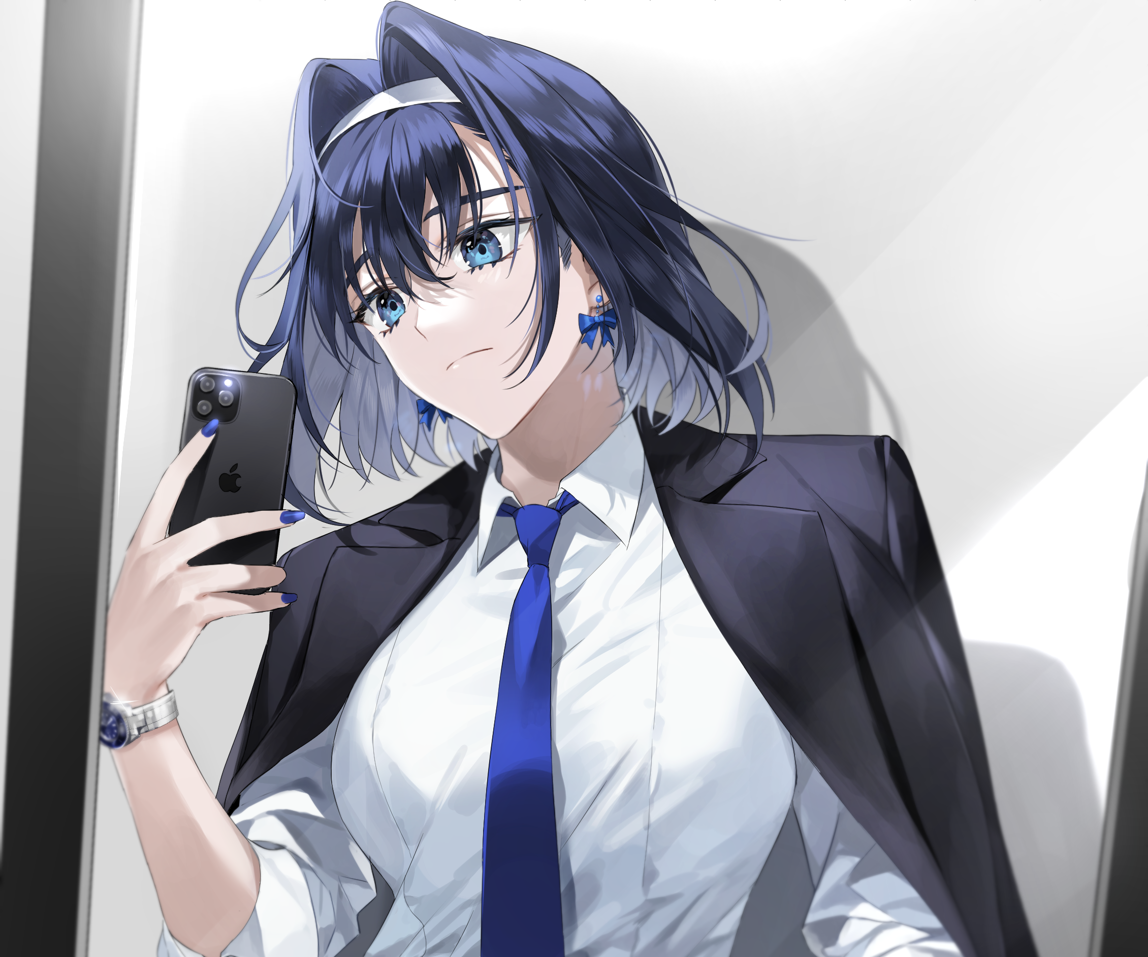 Ouro Kronii from Hololive holding an iPhone HD Wallpaper