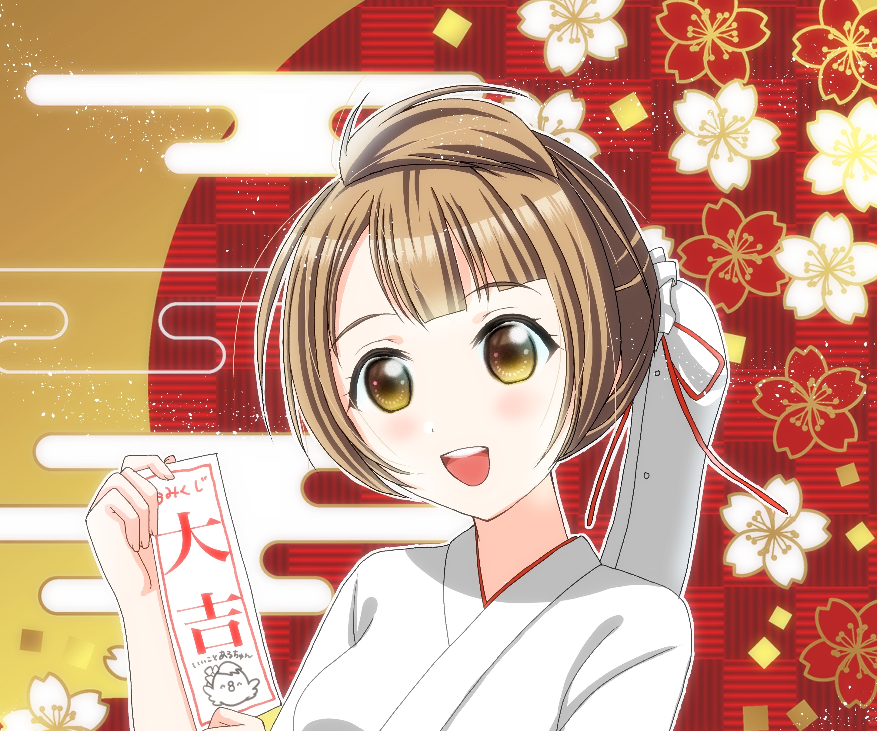 Kotori Minami from Love Live! holding an omikuji HD Wallpaper