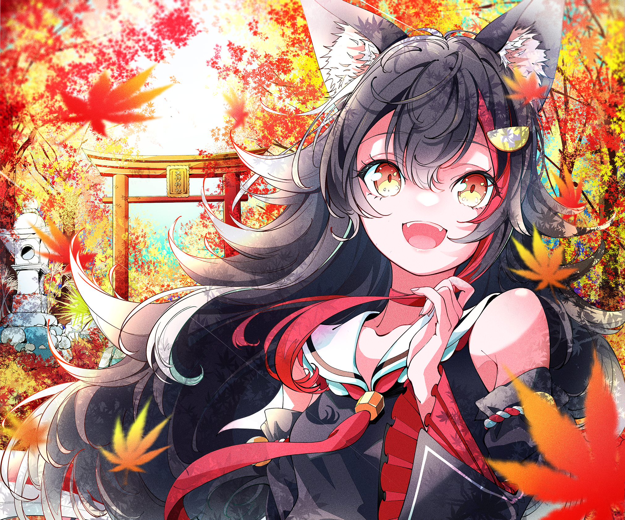 Ookami Mio from Hololive in autumn HD Wallpaper