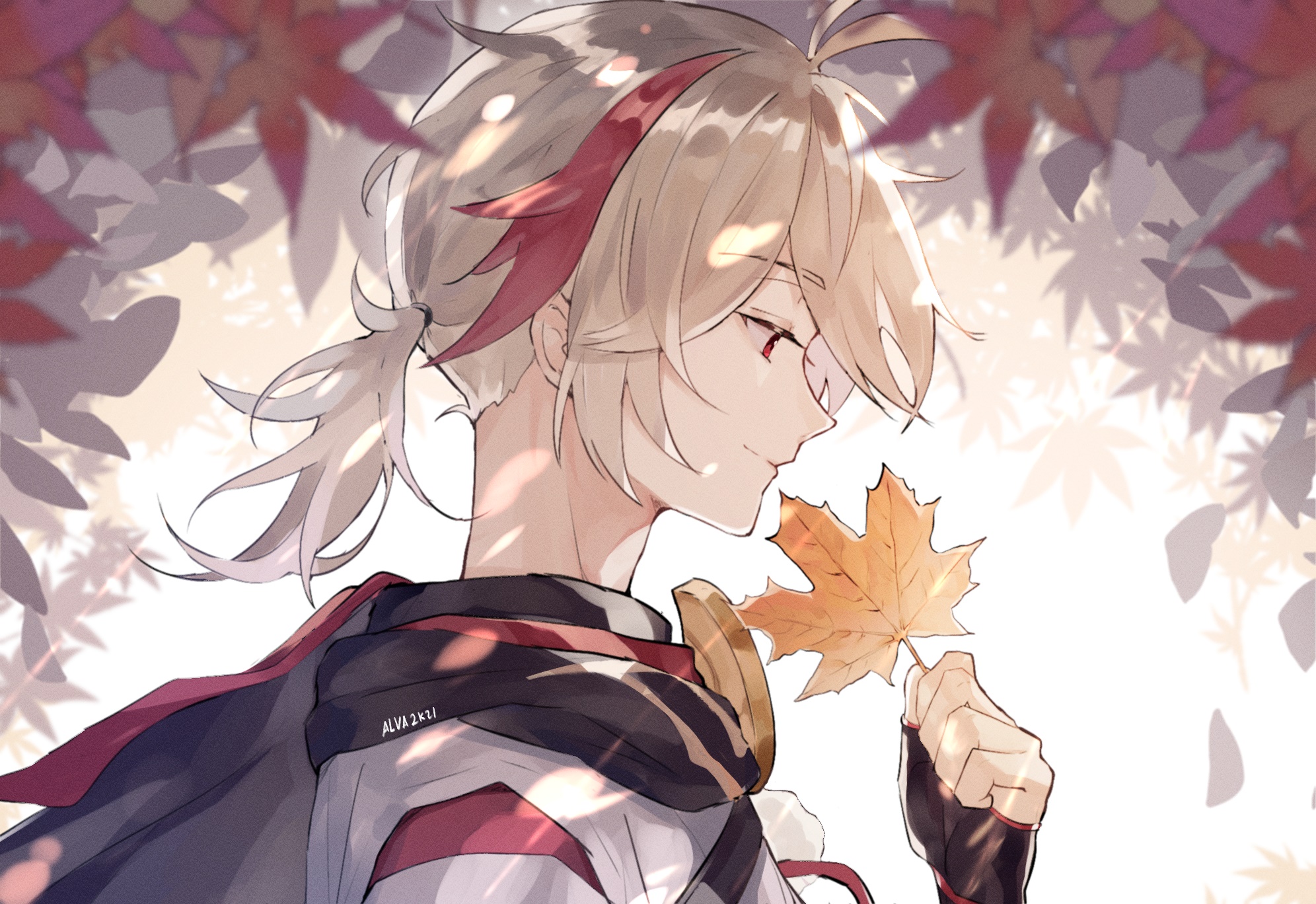 Kaedehara Kazuha from Genshin Impact holding a leaf HD Wallpaper