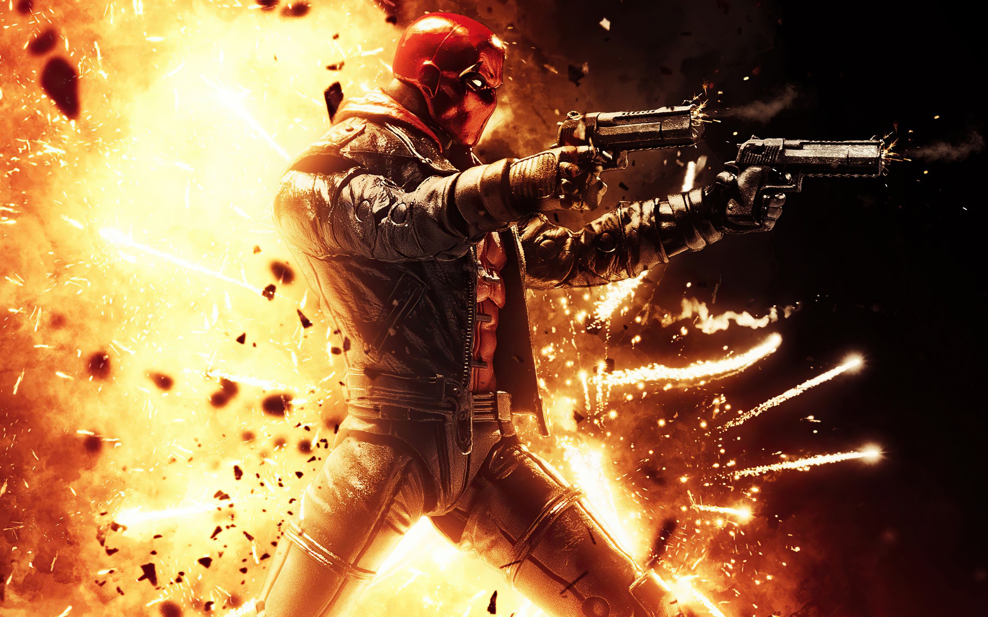 Red Hood from DC Comics firing guns HD Wallpaper