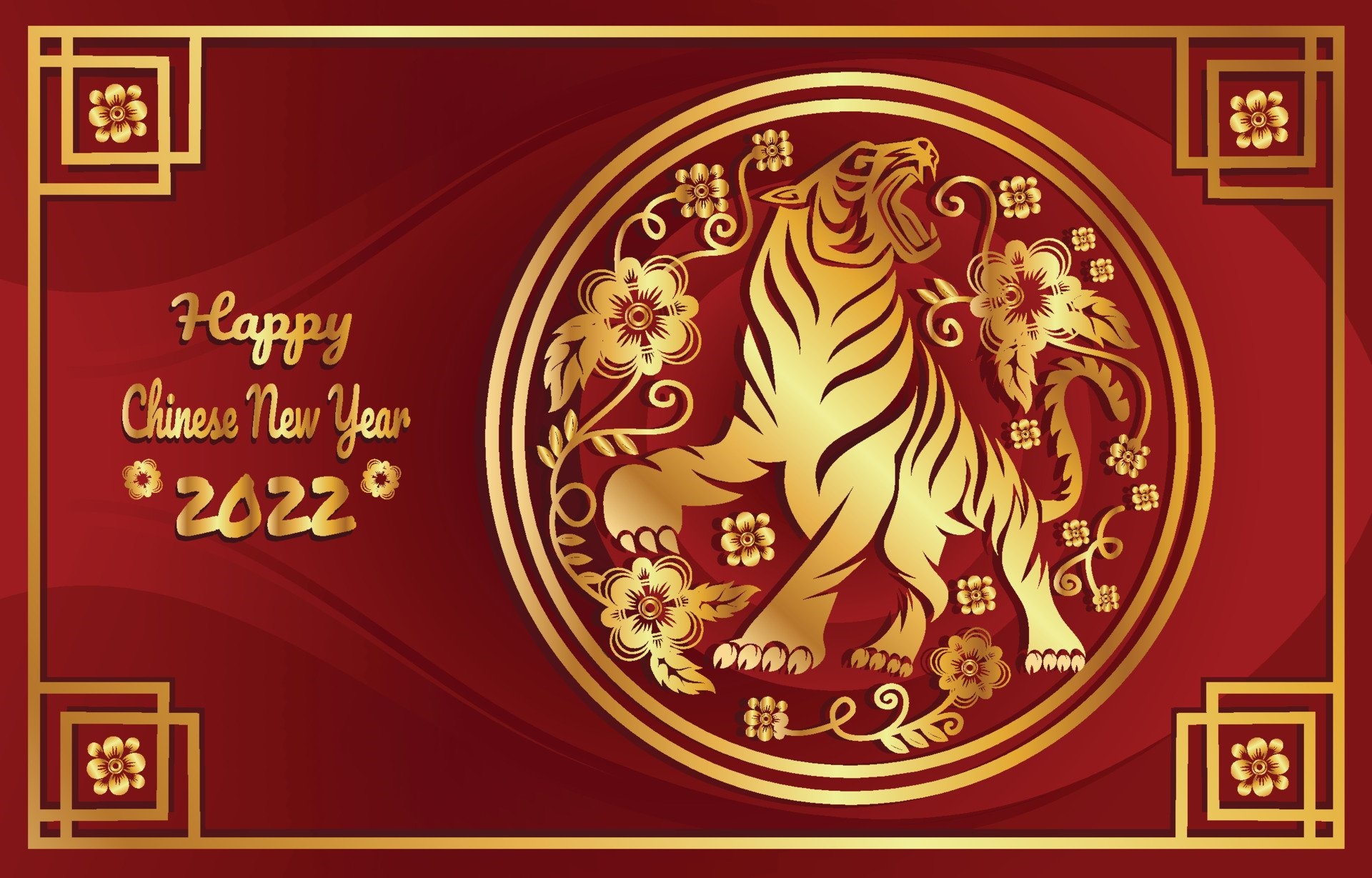 Happy Chinese New Year 2022 Year of the Tiger HD Wallpaper