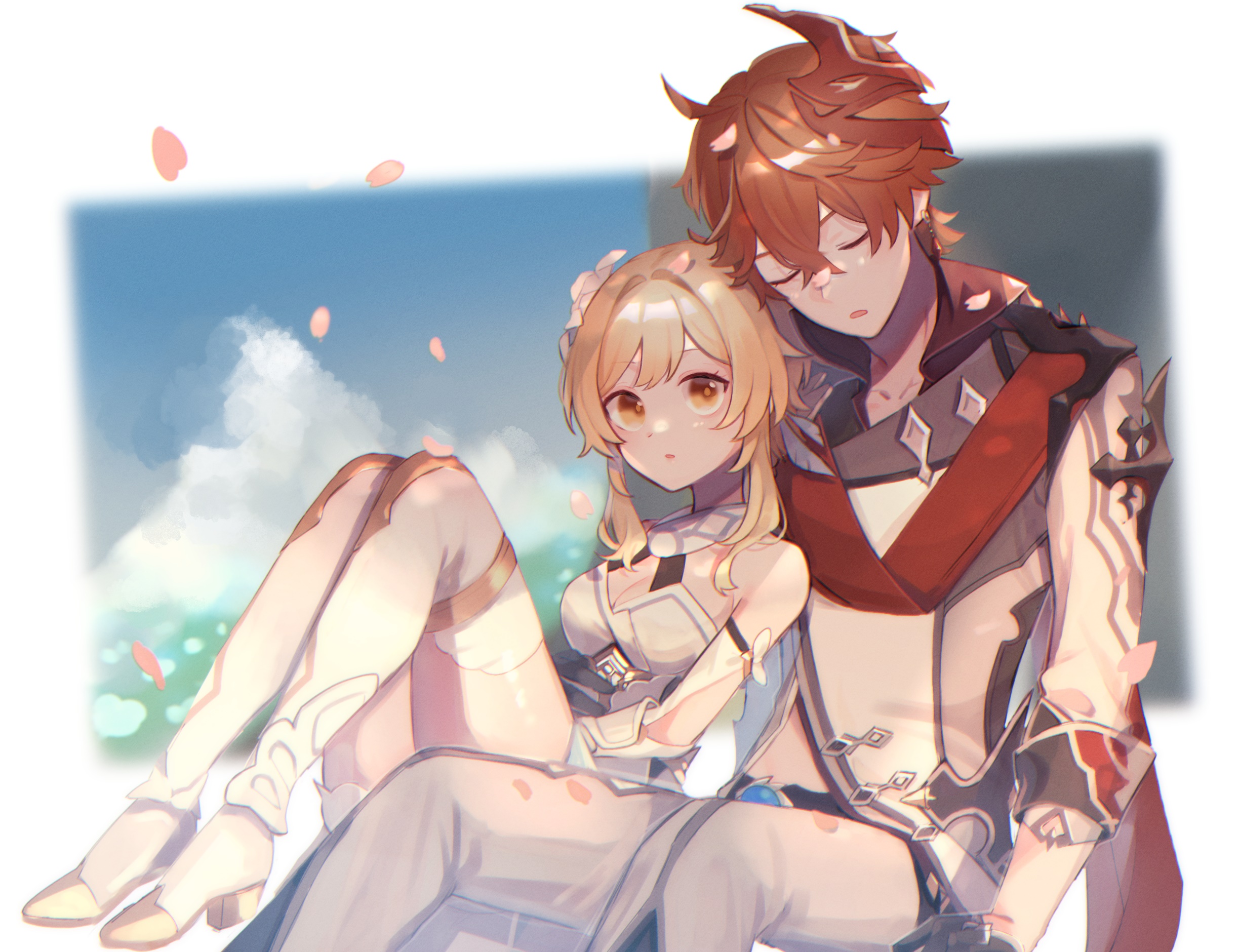Lumine and Tartaglia from Genshin Impact HD Wallpaper