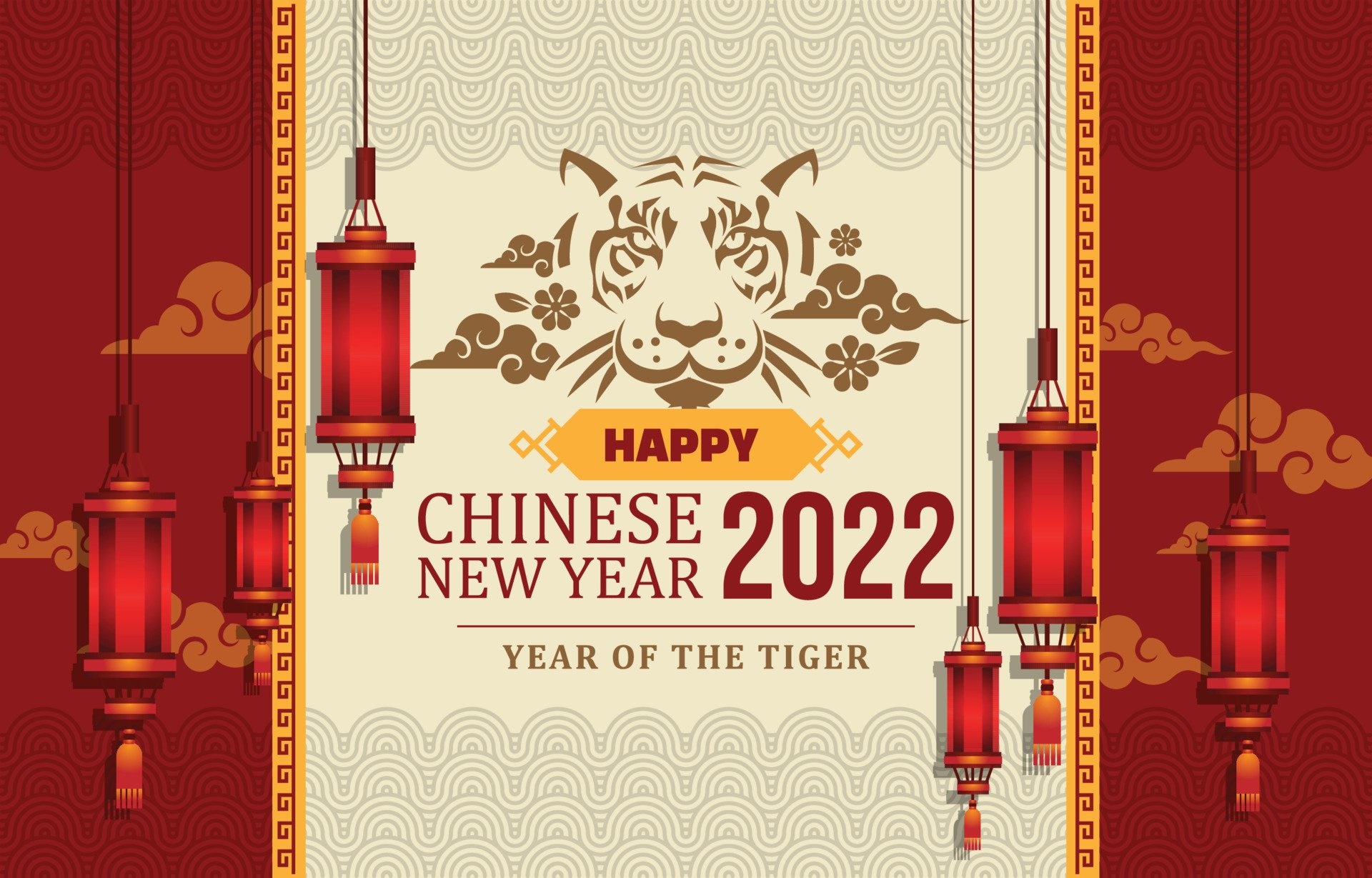 Happy Chinese New Year 2022 Year of the Tiger HD Wallpaper