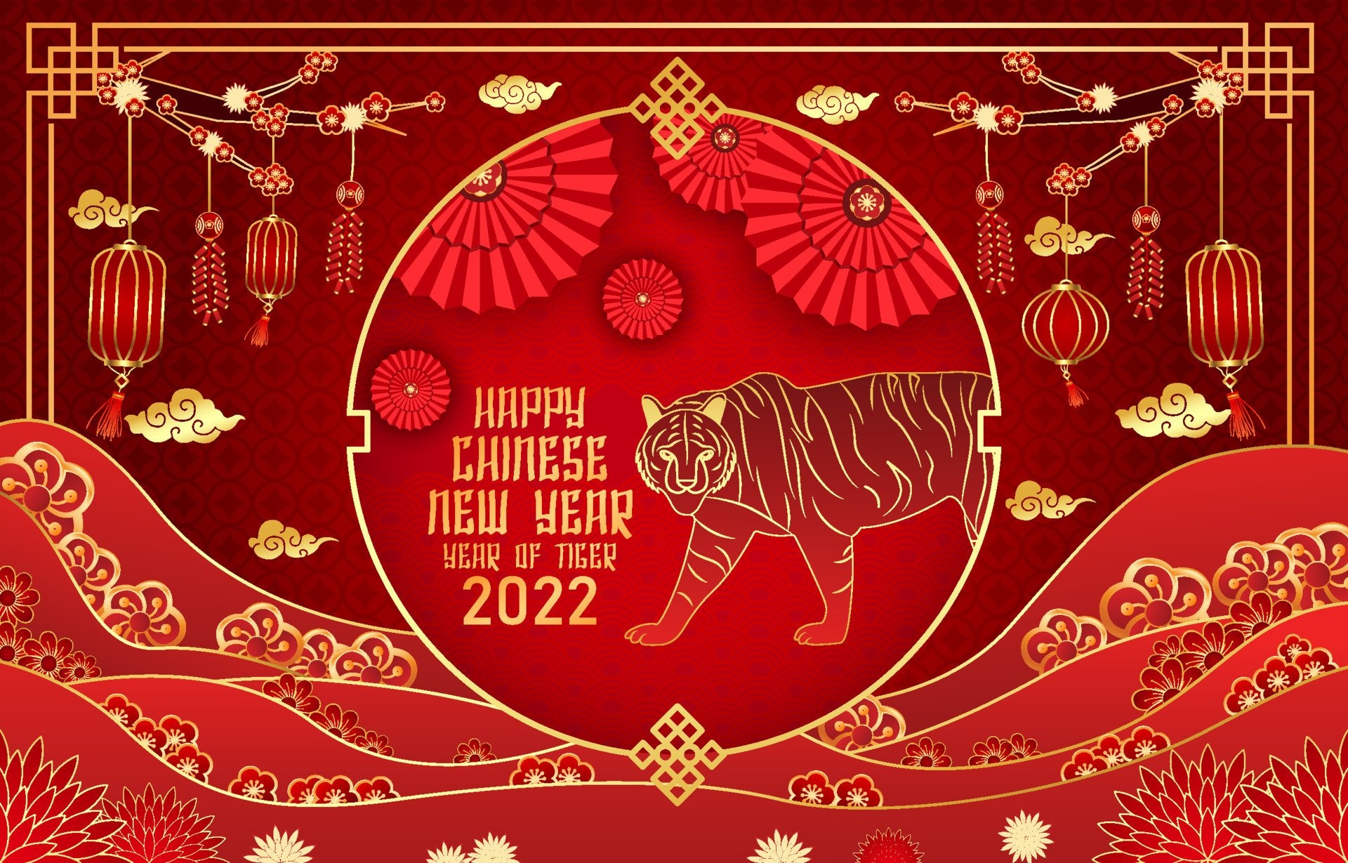 Happy Chinese New Year 2022 Year of the Tiger HD Wallpaper