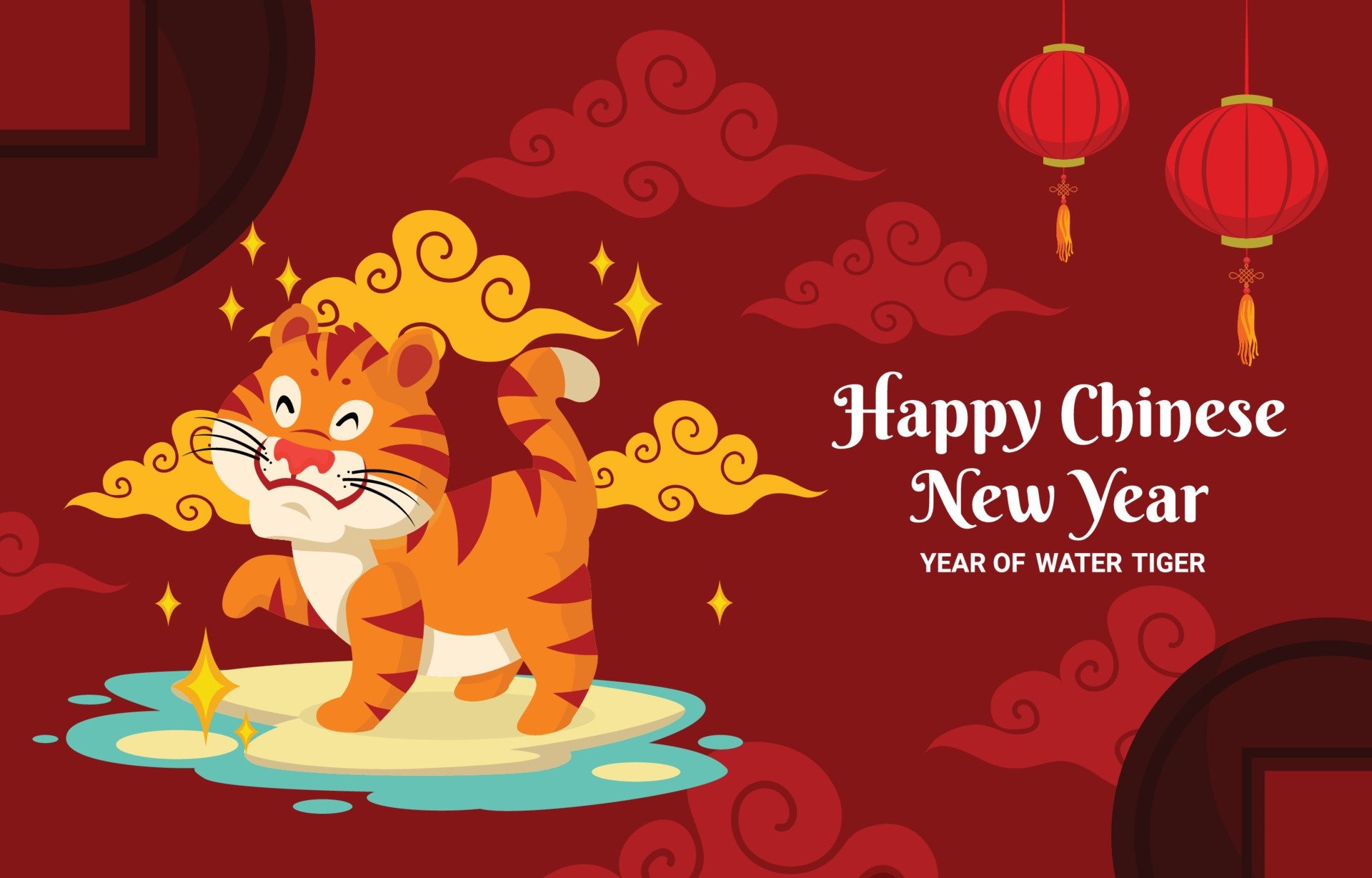Happy Chinese New Year Year of Water Tiger HD Wallpaper