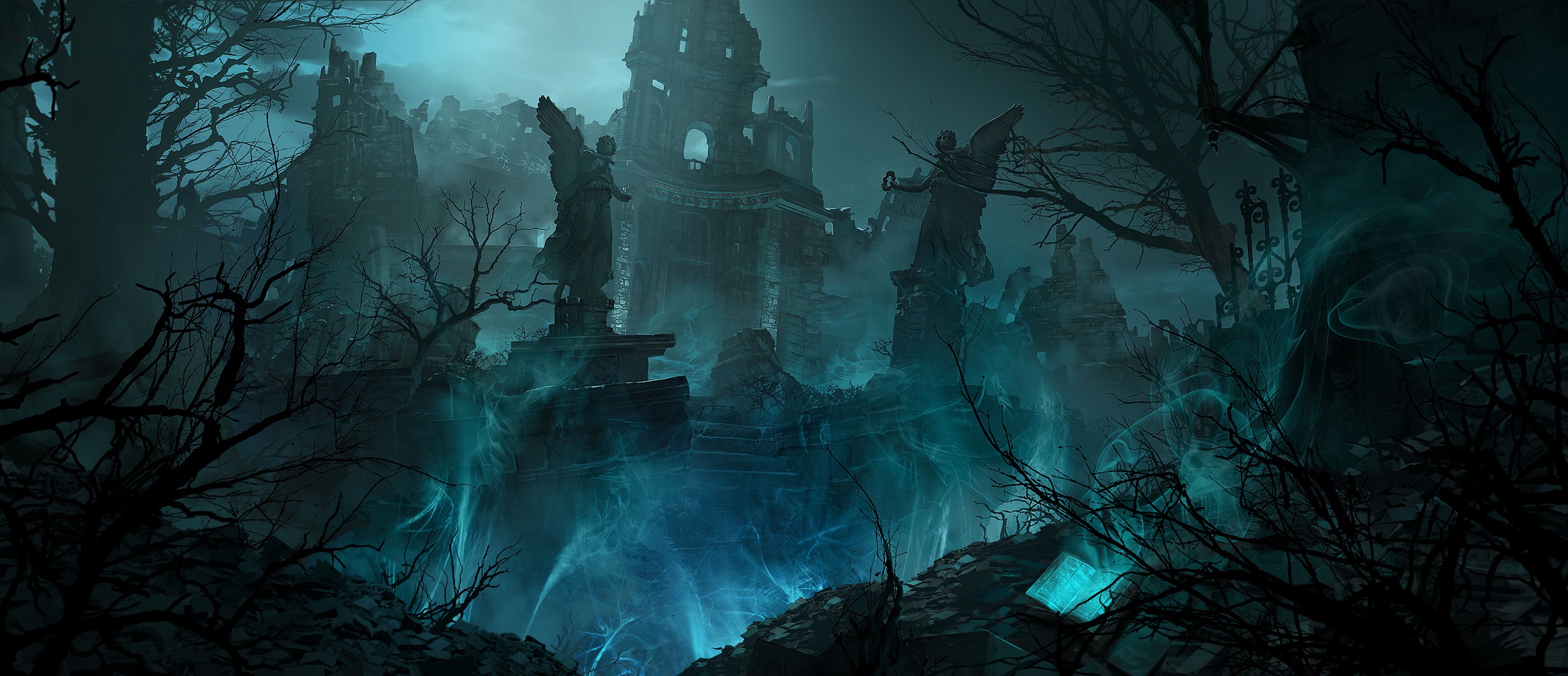 League of Legends graveyard with ethereal mist HD Wallpaper