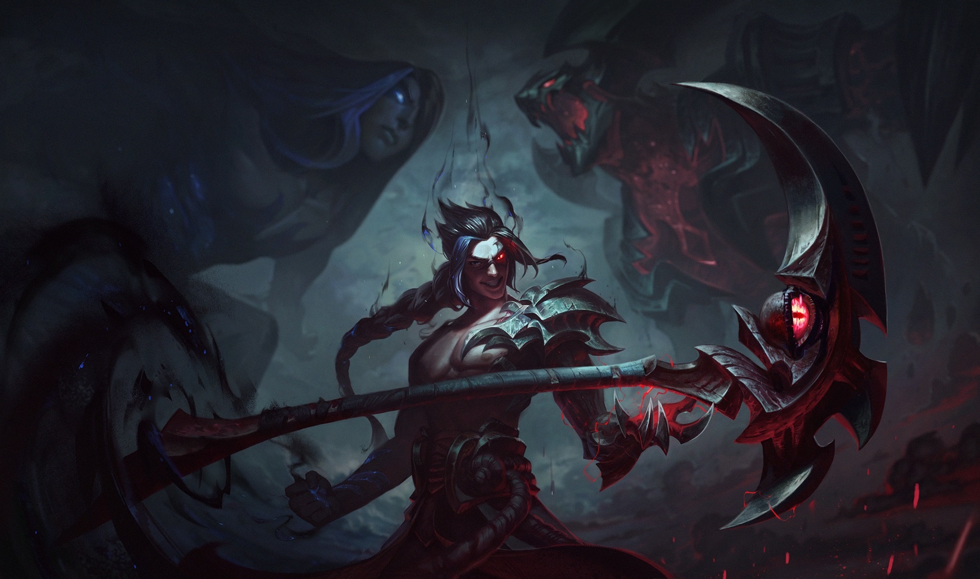 Kayn from League of Legends with shadowy figures HD Wallpaper