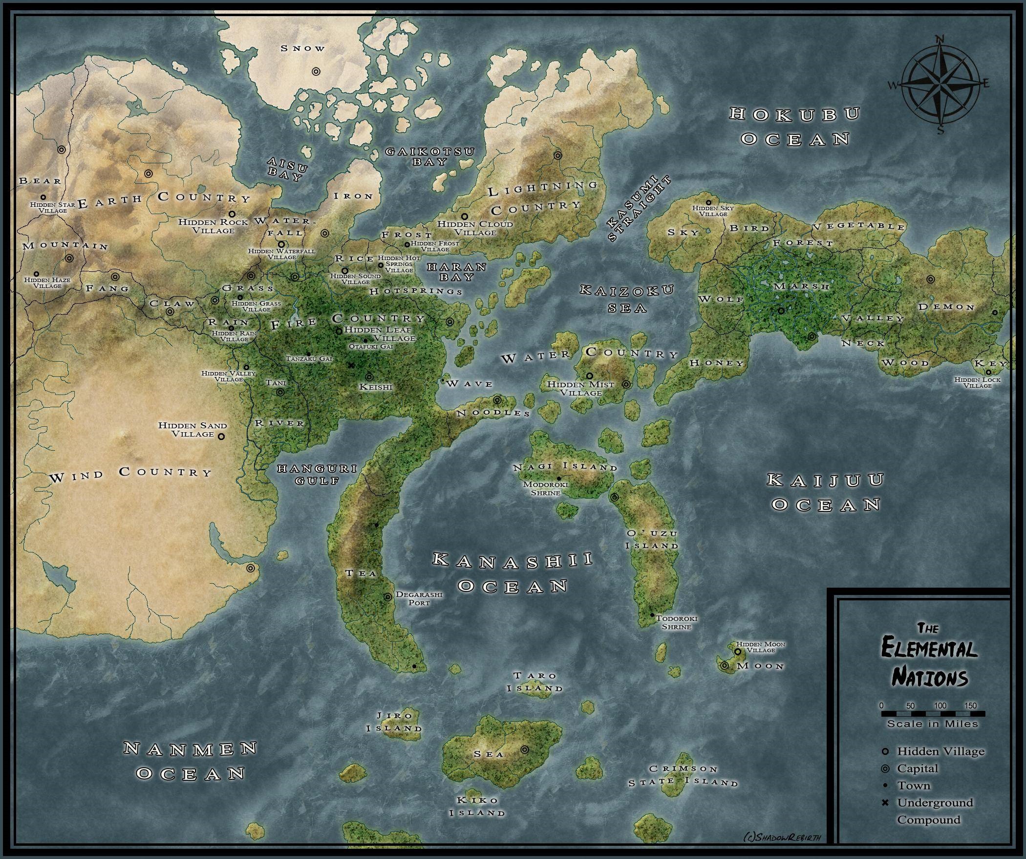 The Elemental Nations Map HD Wallpaper