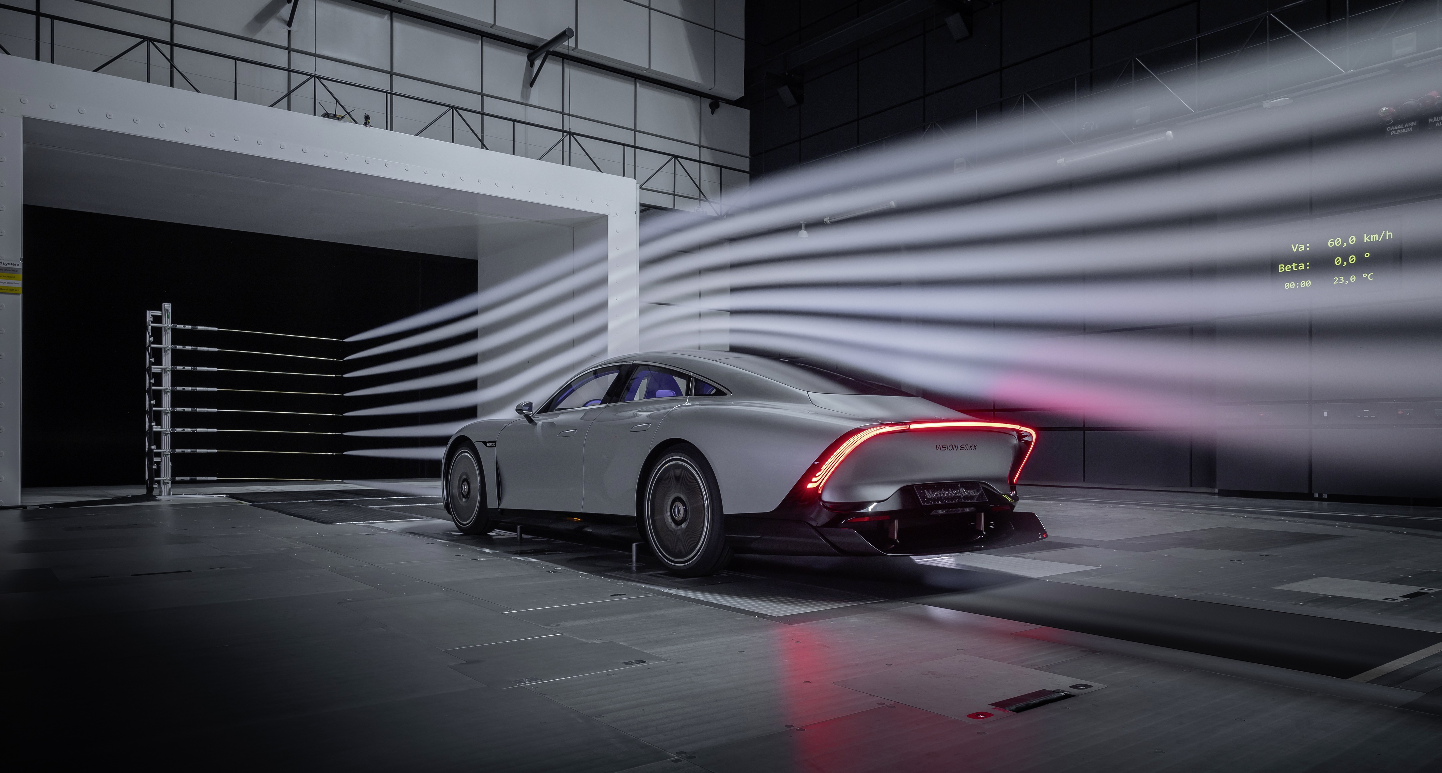 Mercedes-Benz Vision EQXX in wind tunnel HD Wallpaper