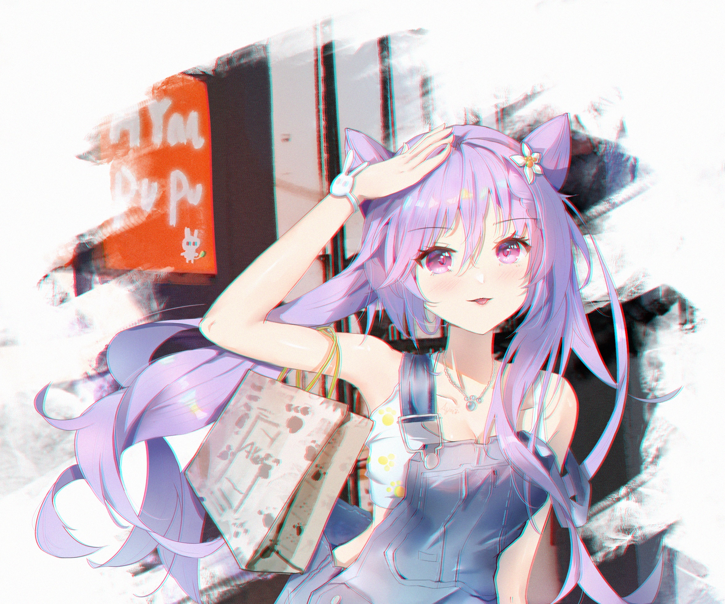 Keqing from Genshin Impact with shopping bag HD Wallpaper