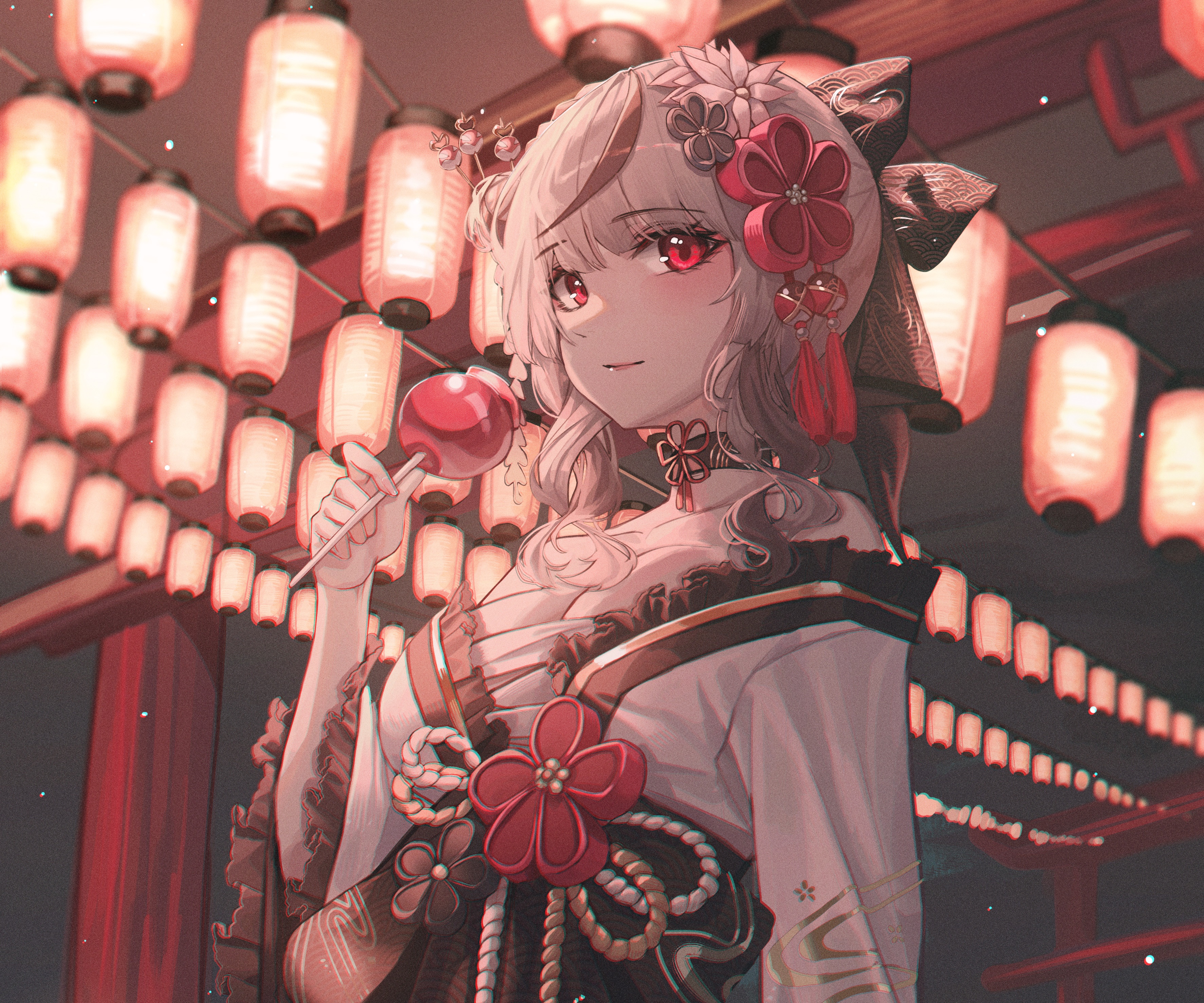 Sakamata Chloe from Hololive holding a lollipop HD Wallpaper