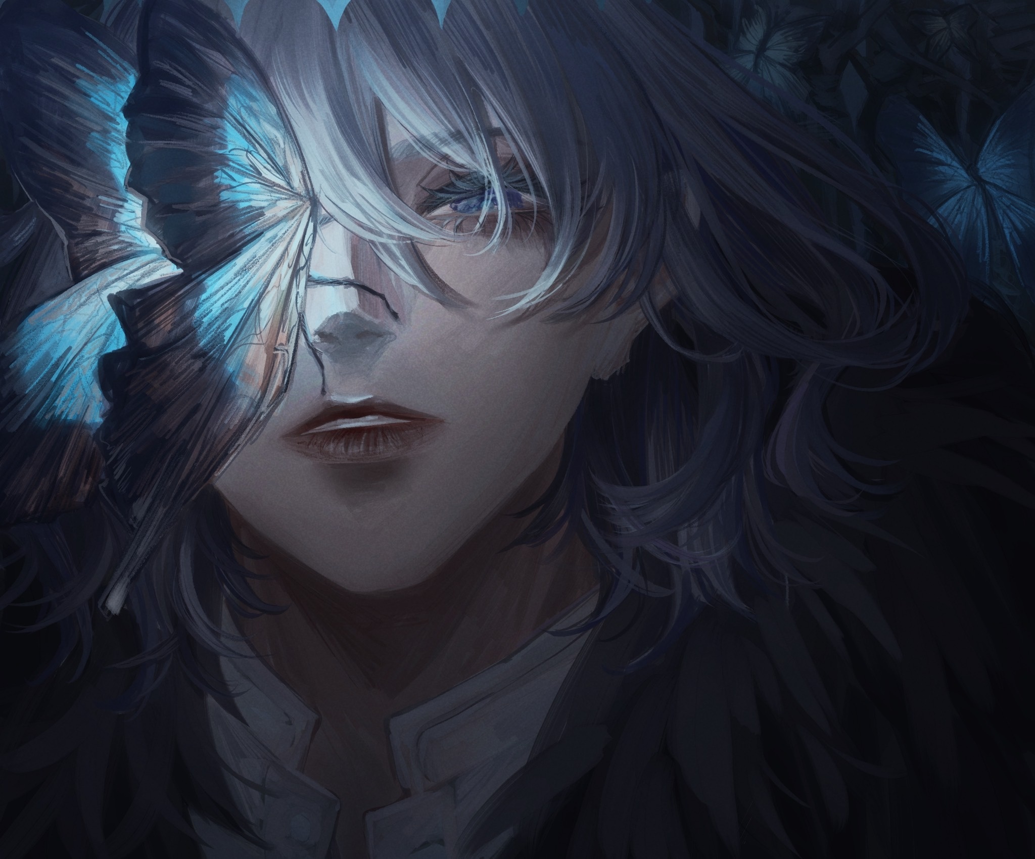 Oberon from Fate/Grand Order with Butterflies HD Wallpaper