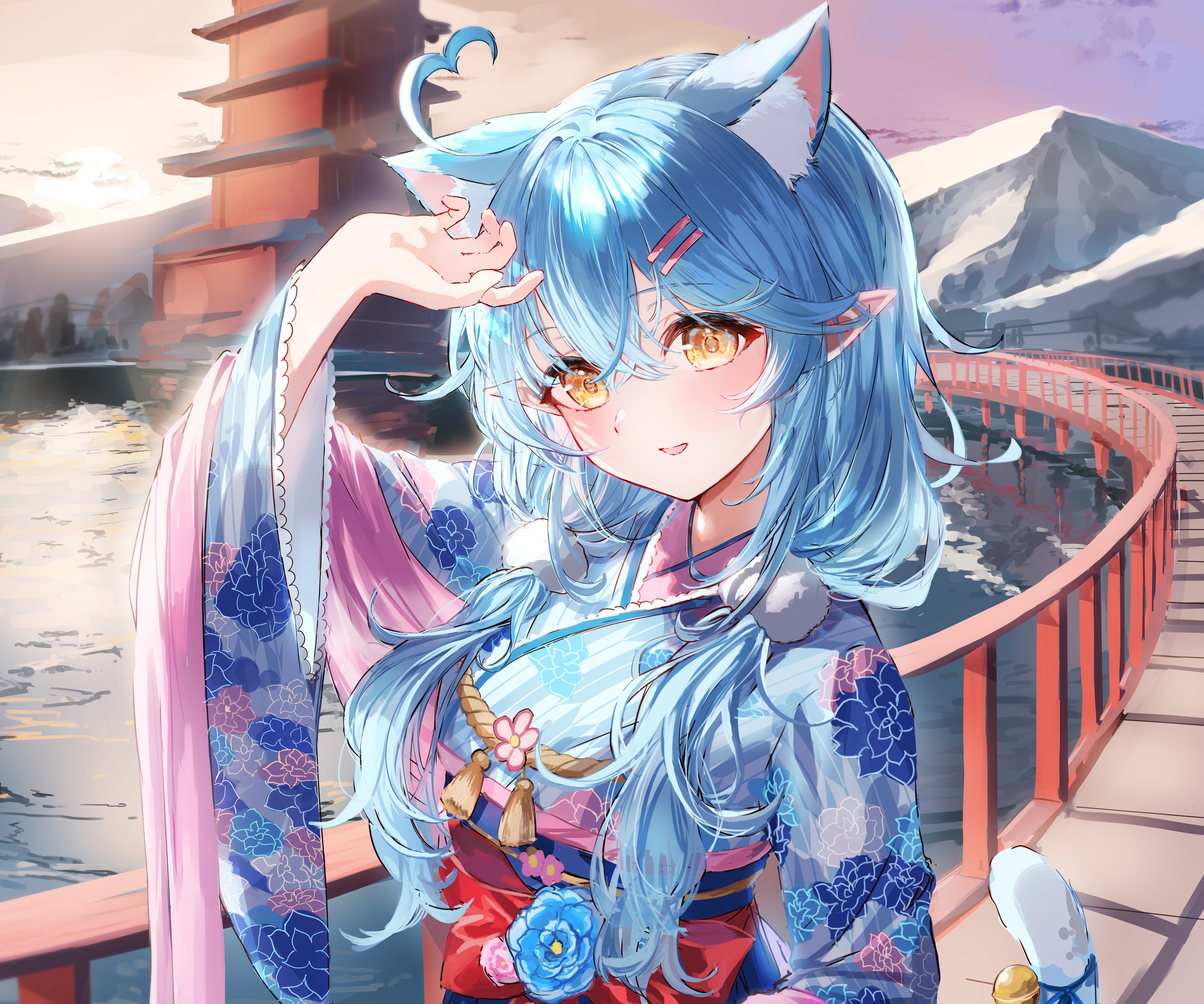 Yukihana Lamy from Hololive in Kimono HD Wallpaper