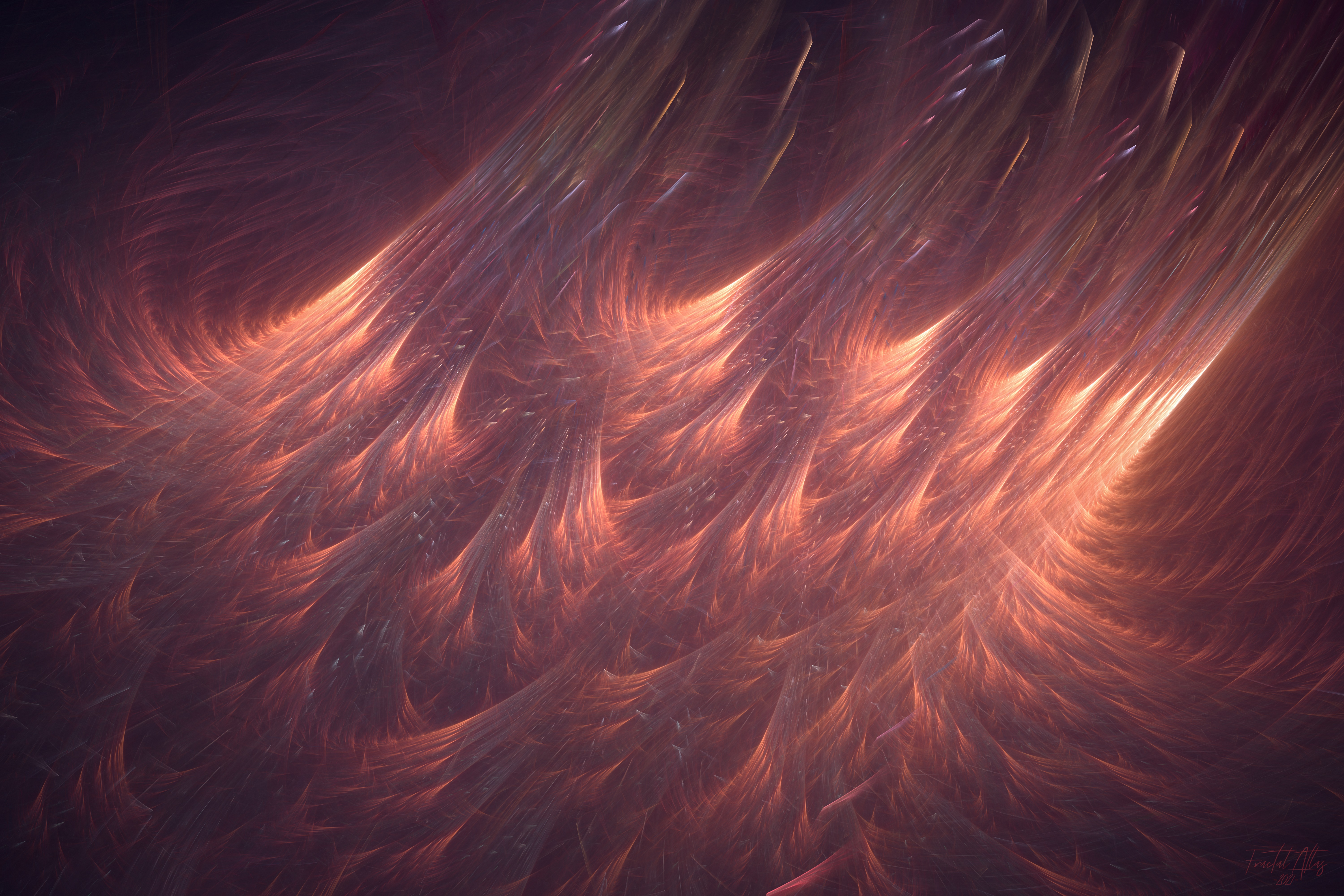 Abstract Fractal Shapes with Fiery Tones 4K HD Wallpaper