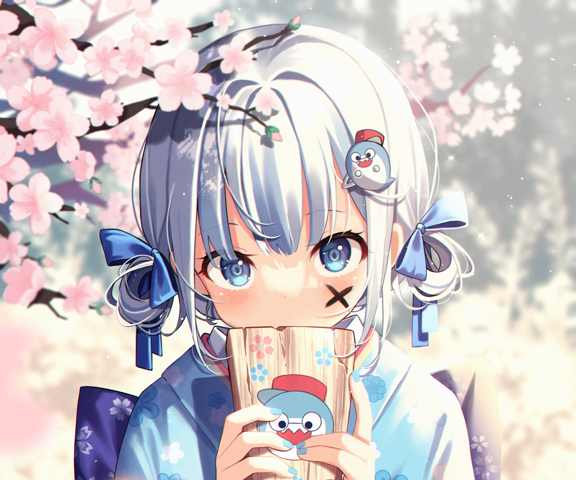 Gawr Gura from Hololive in a Kimono HD Wallpaper
