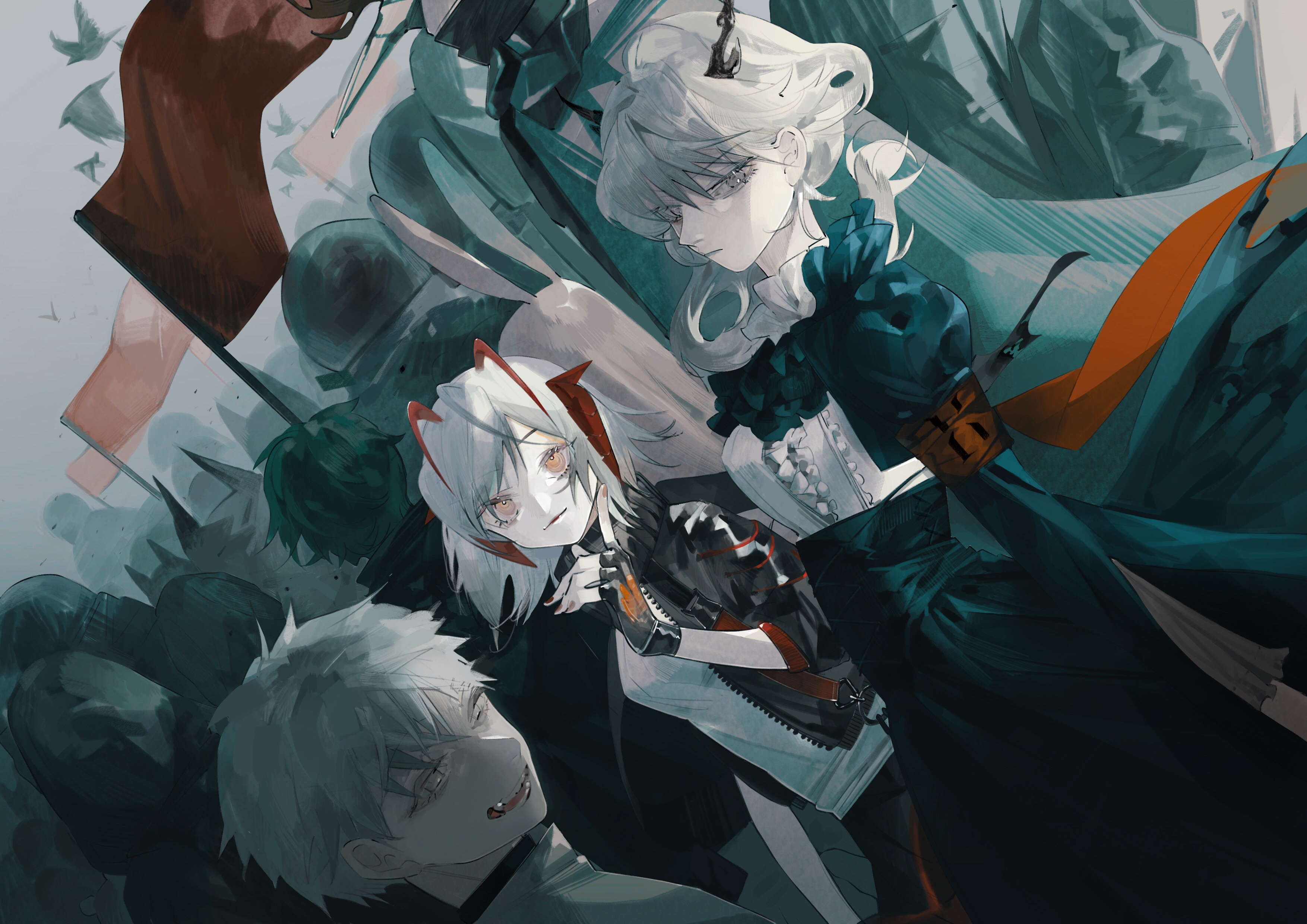 Arknights characters Faust, Frostnova, Talulah, Mephisto, and W HD Wallpaper