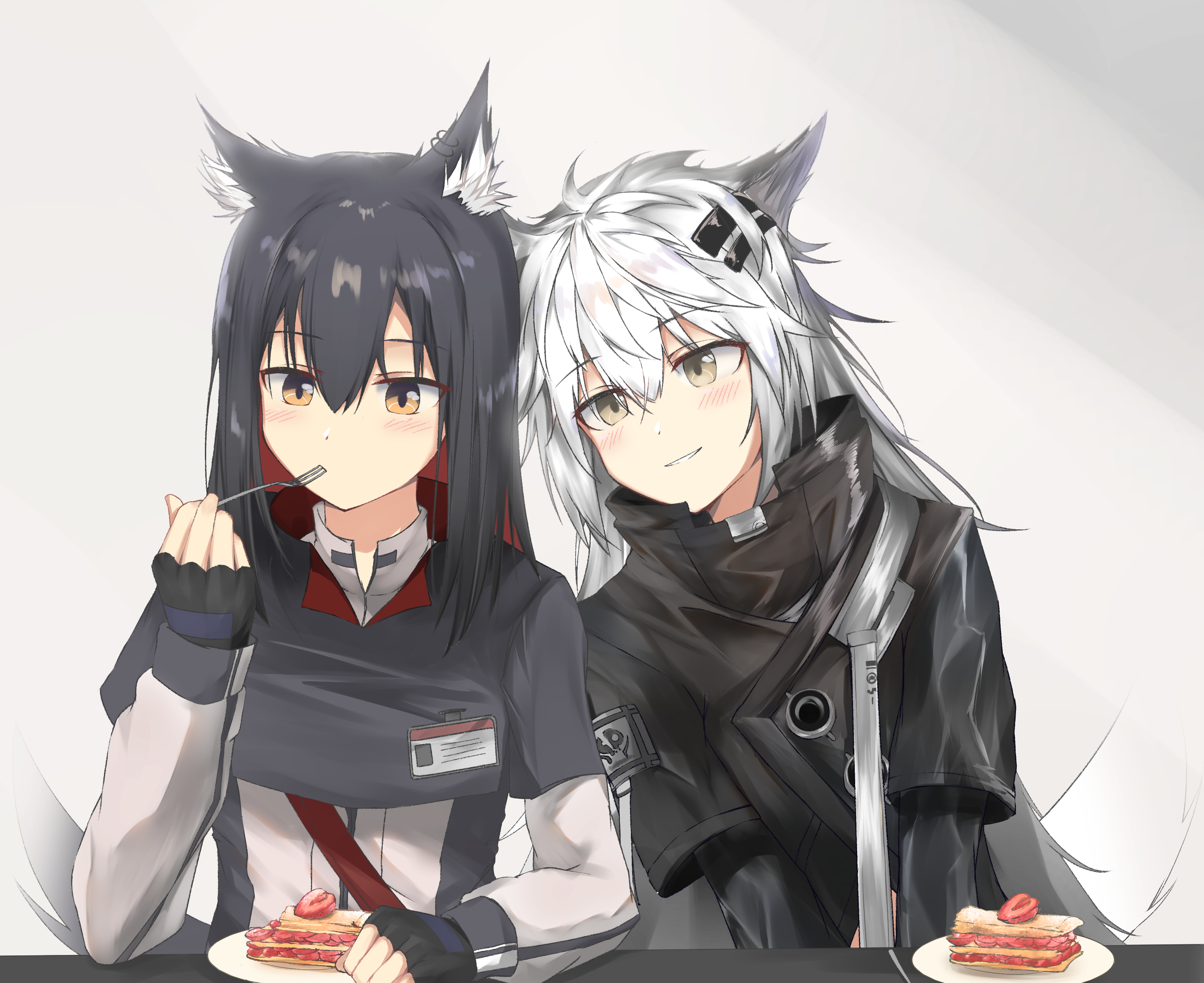 Texas and Lappland from Arknights eating cake HD Wallpaper