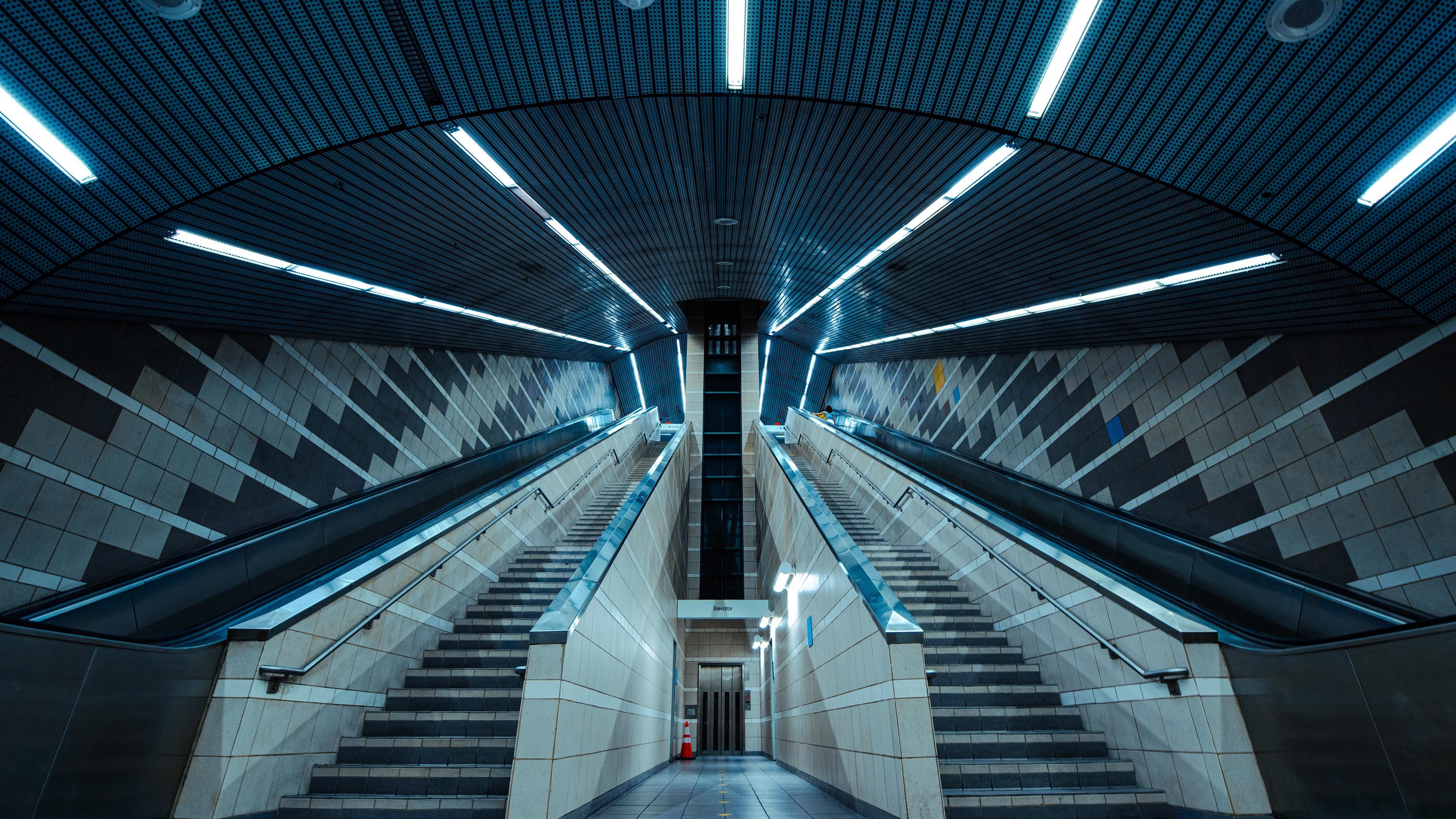 Dallas DART Tunnel Escalators and Stairs HD Wallpaper