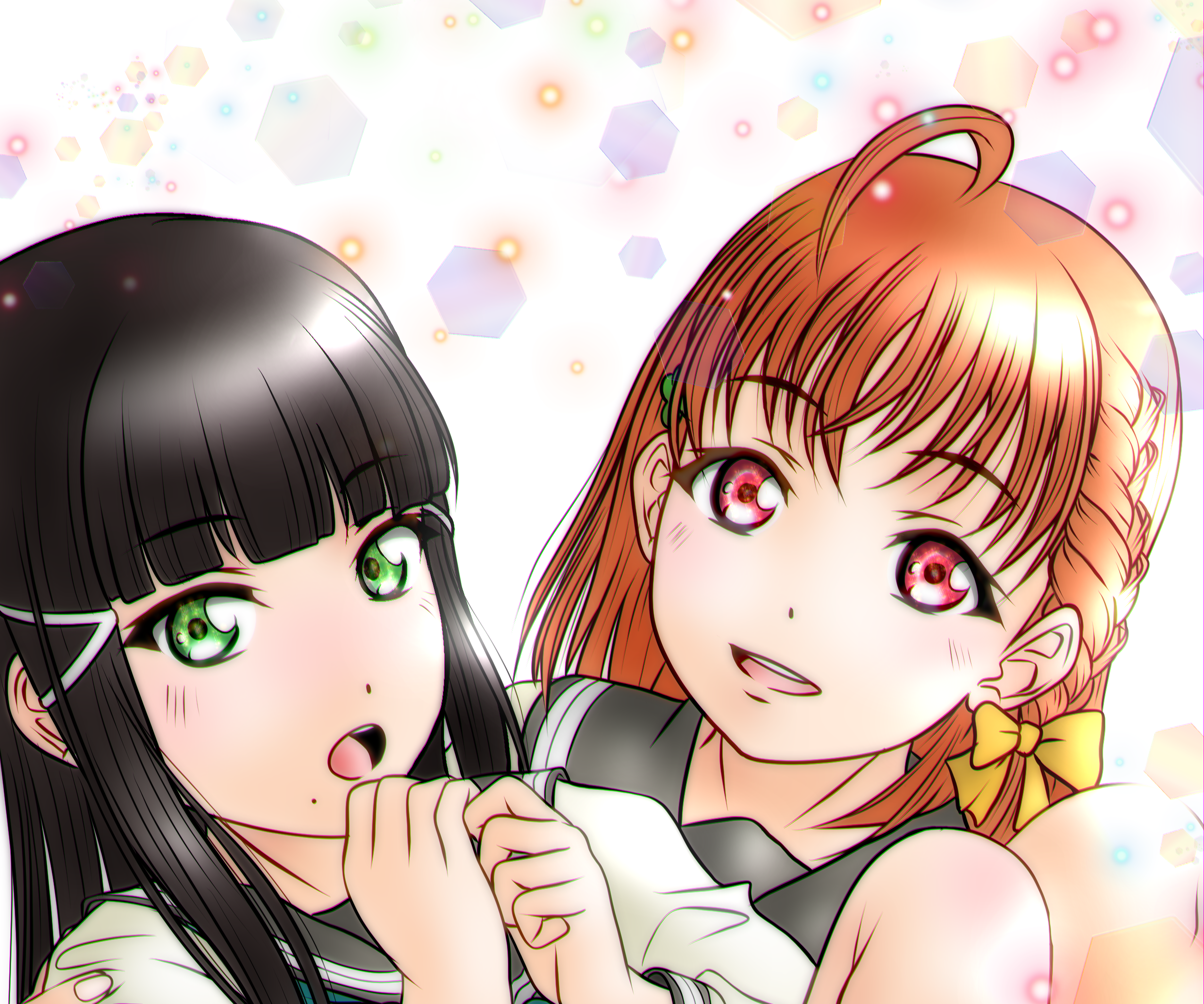 Dia Kurosawa and Chika Takami from Love Live! Sunshine!! HD Wallpaper