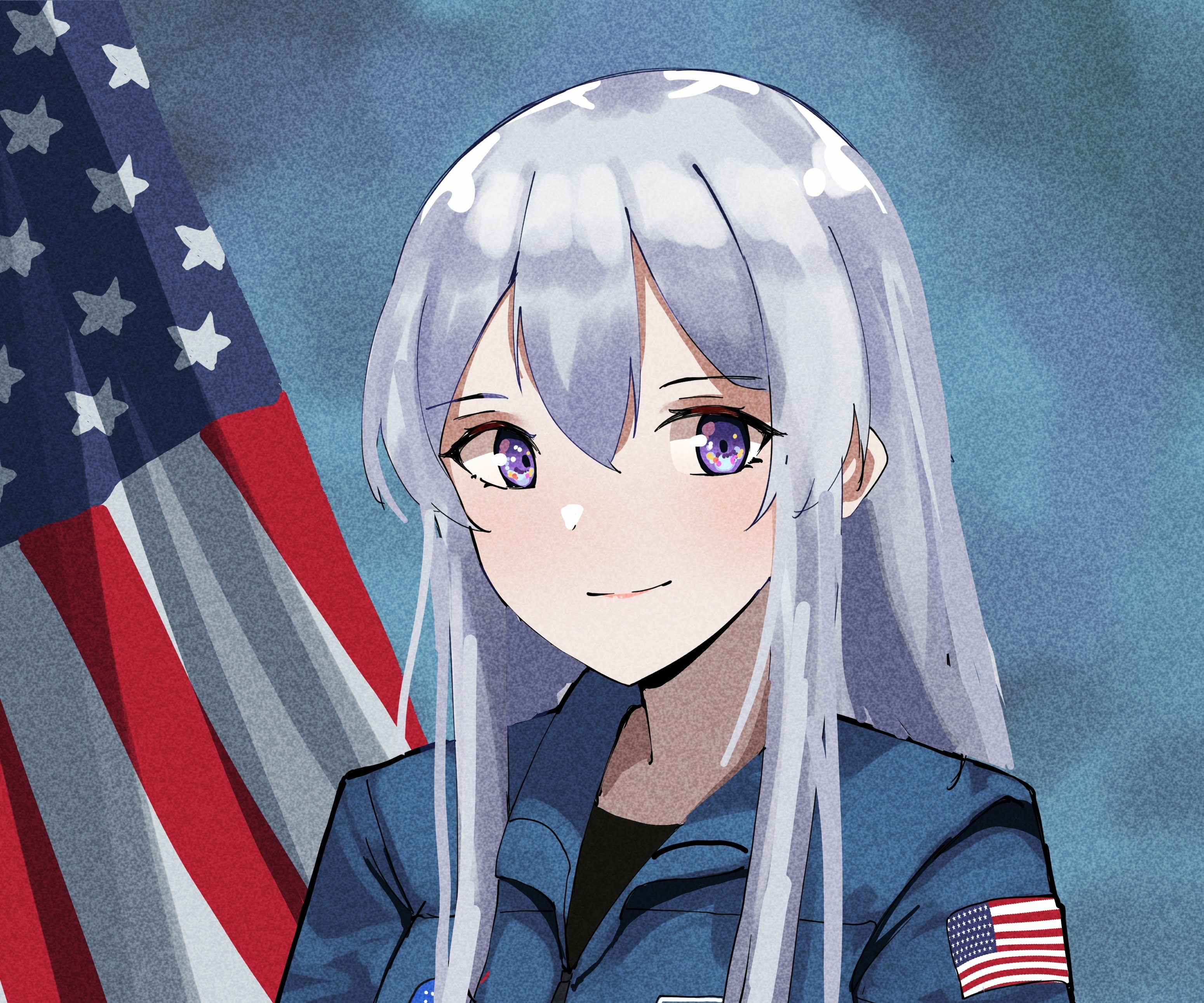 Enterprise from Azur Lane with American Flag HD Wallpaper