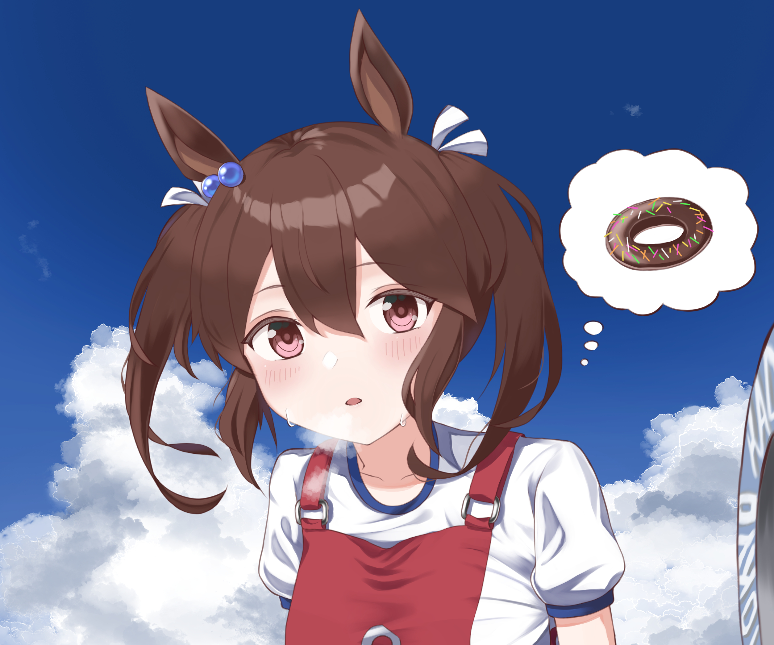 Hishi Akebono from Uma Musume: Pretty Derby thinking of a donut HD Wallpaper