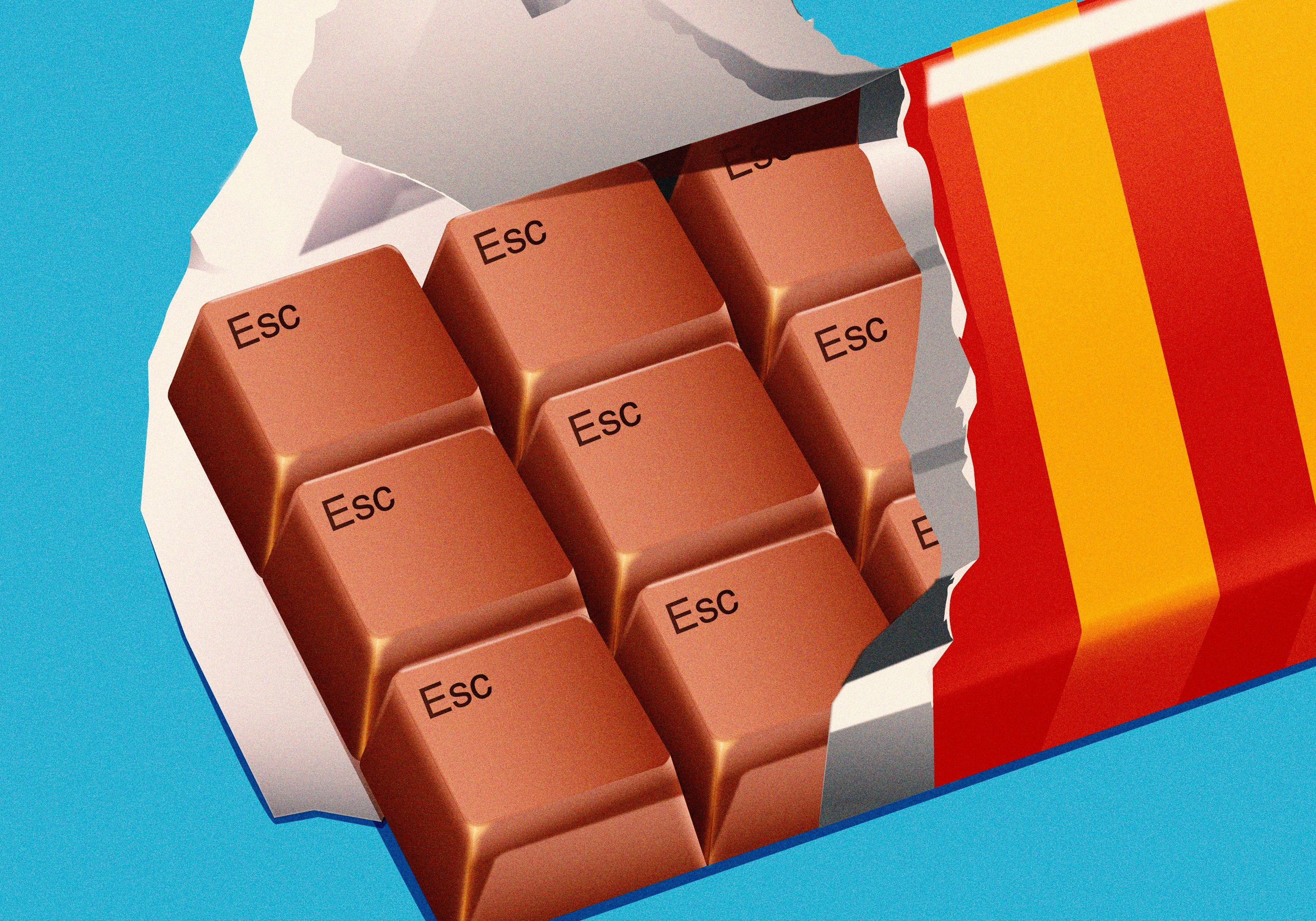 Chocolate bar with 'Esc' keys HD Wallpaper