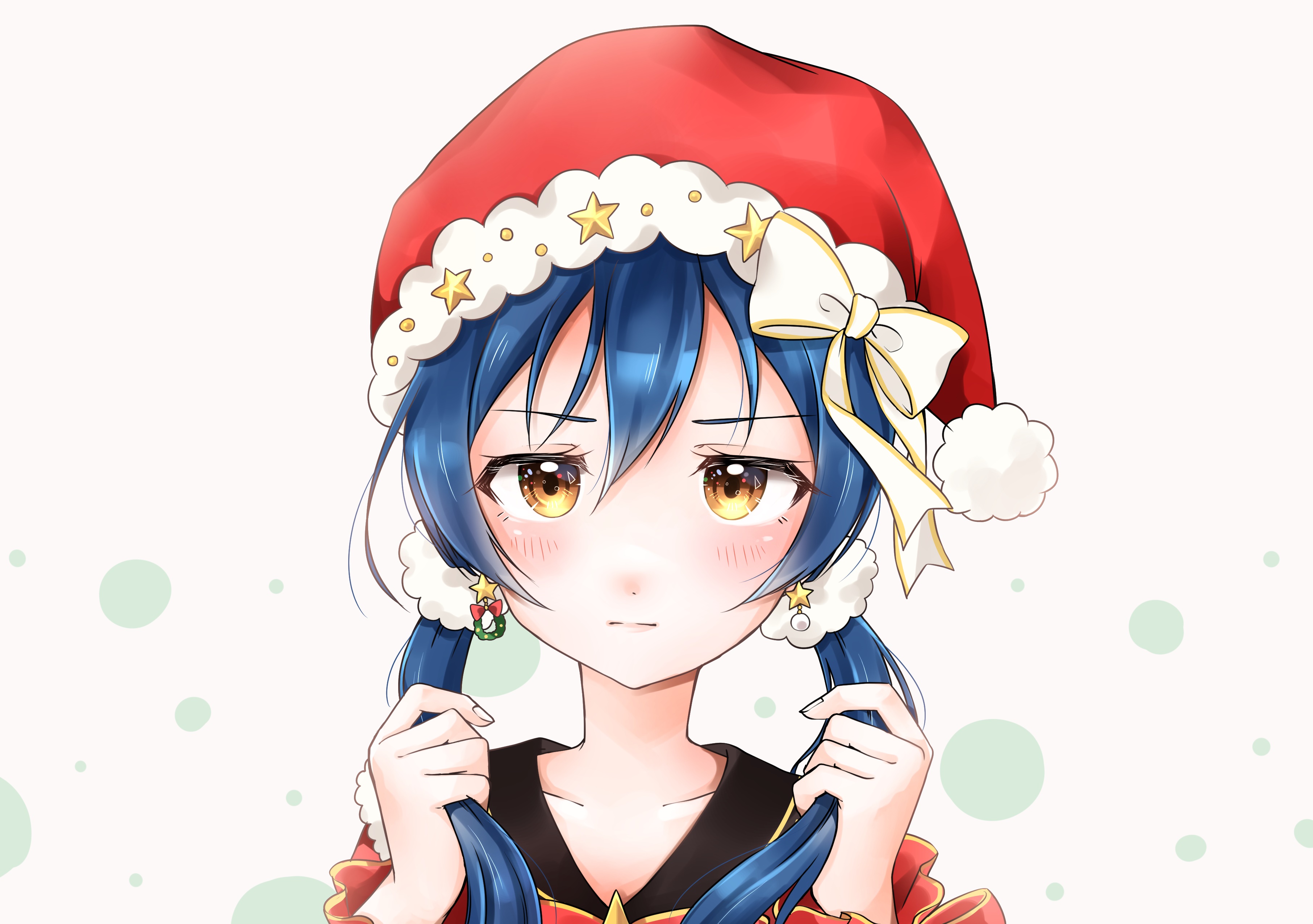 Umi Sonoda from Love Live! wearing a Santa hat HD Wallpaper