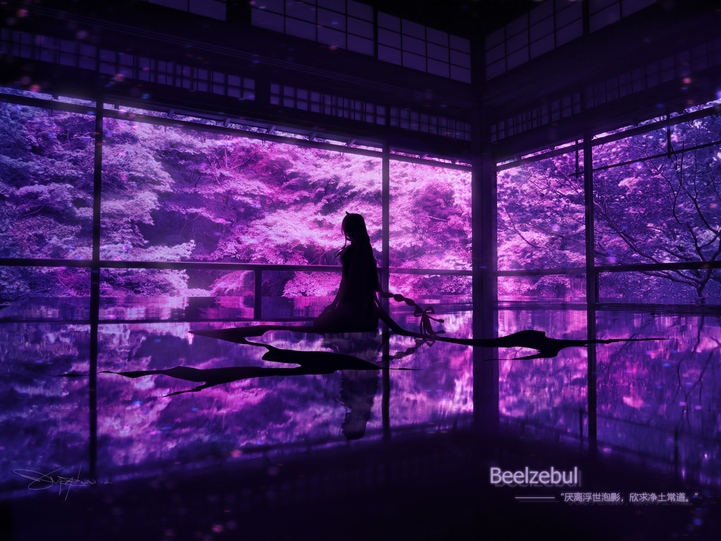 Raiden Shogun from Genshin Impact in a traditional Japanese room HD Wallpaper