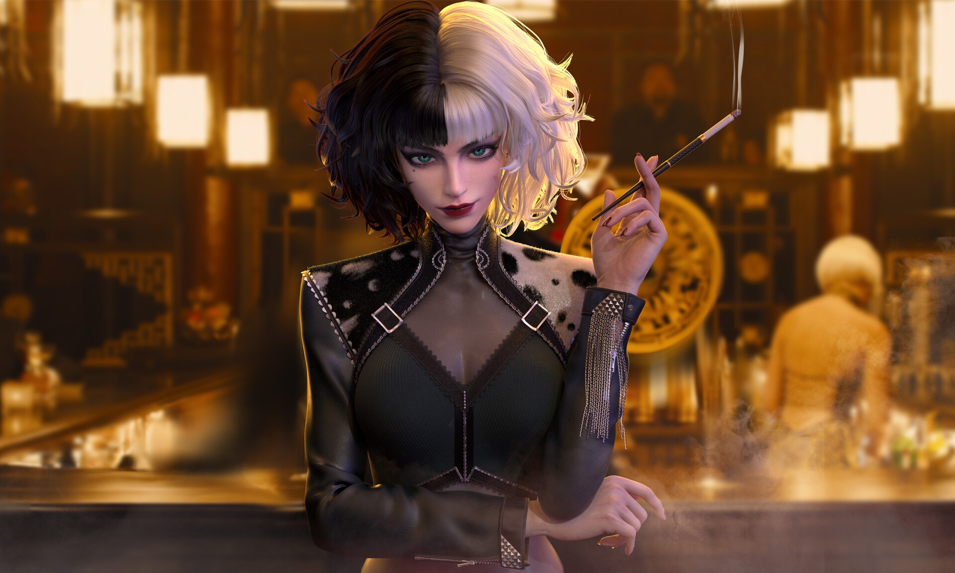 Cruella de Vil smoking a cigarette HD Wallpaper