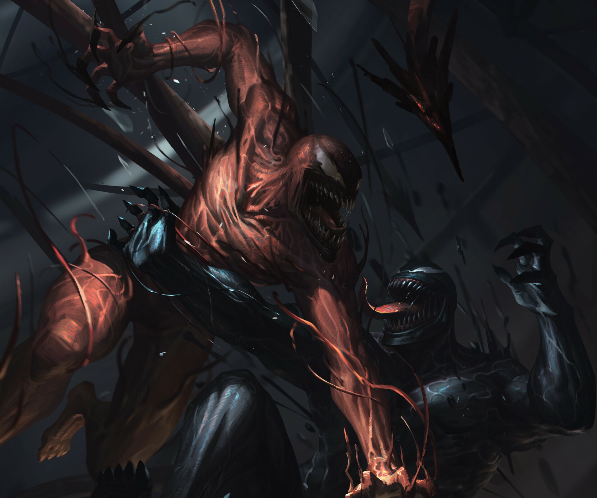 Carnage and Venom fighting HD Wallpaper